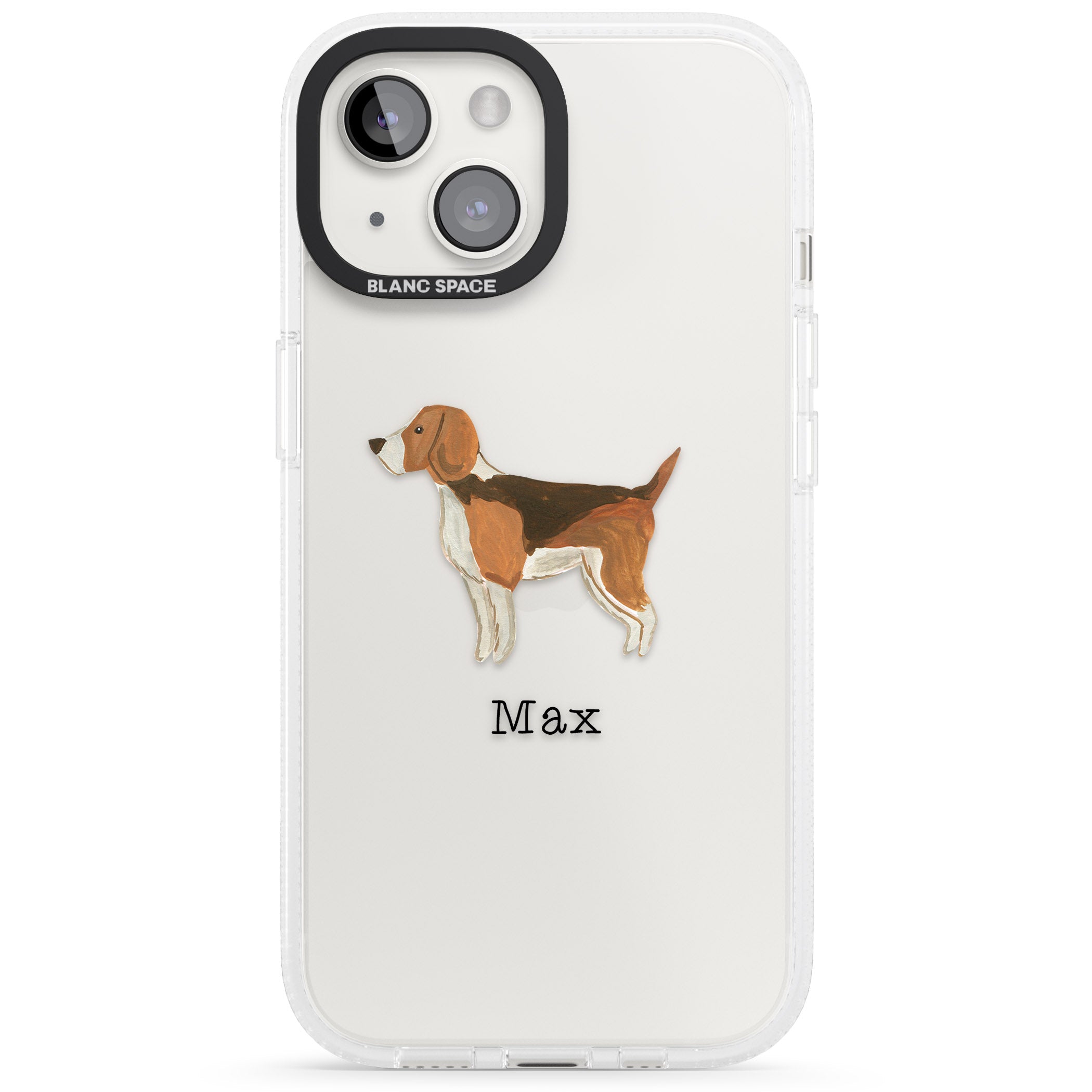 Personalised Hand Painted Beagle iPhone 15 / 14 / 13 Clear Case Impact Air - Blanc Space