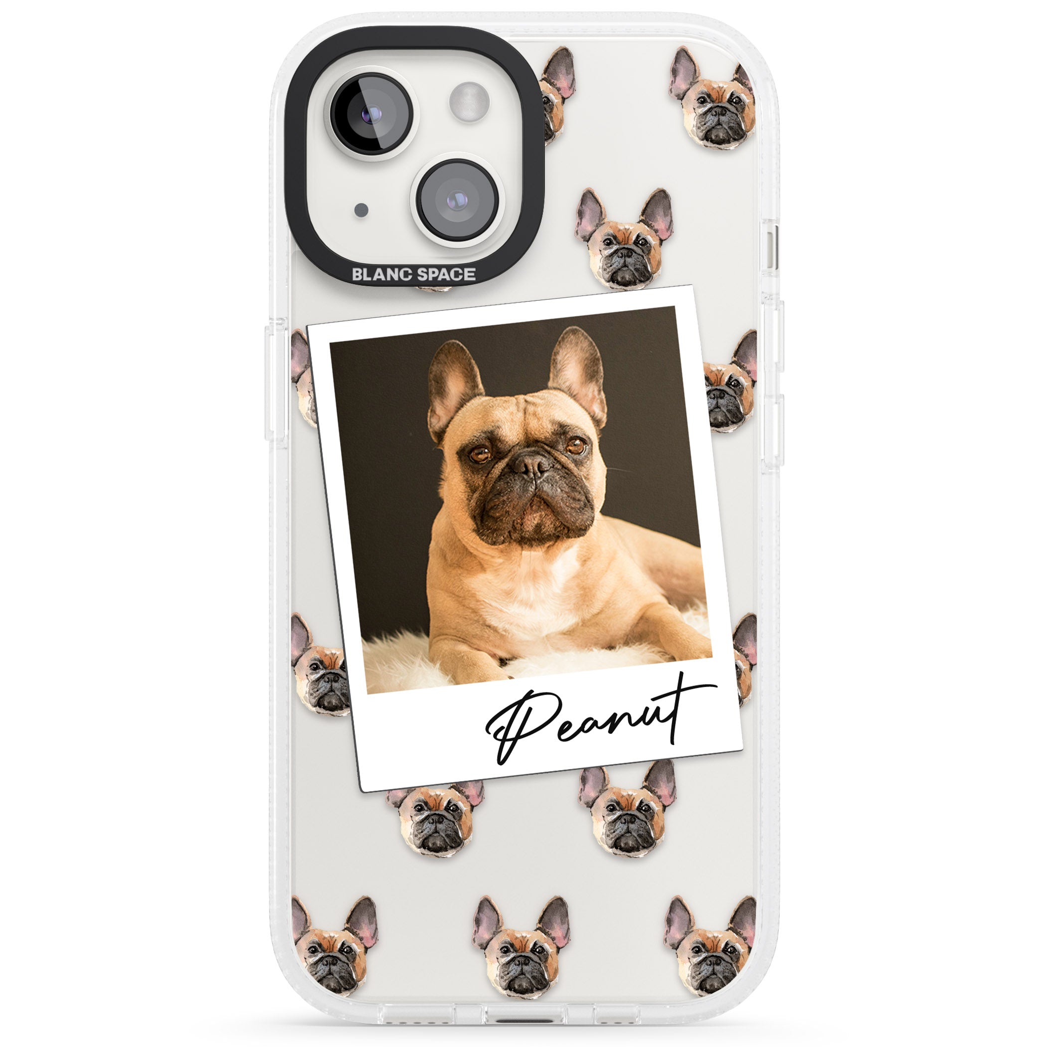 Personalised French Bulldog, Tan - Dog Photo iPhone 15 / 14 / 13 Clear Case Impact Air - Blanc Space