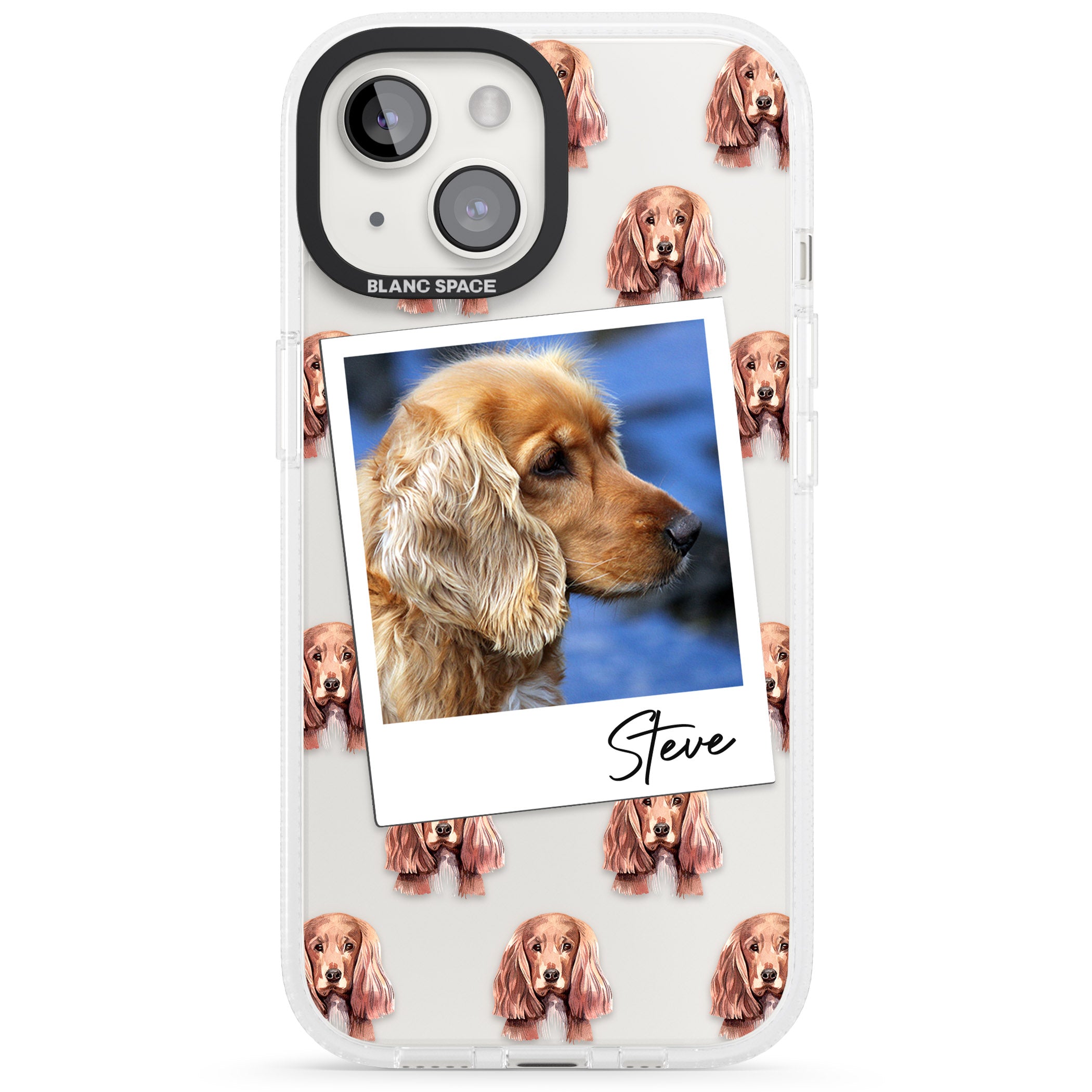 Personalised Cocker Spaniel - Dog Photo iPhone 15 / 14 / 13 Clear Case Impact Air - Blanc Space