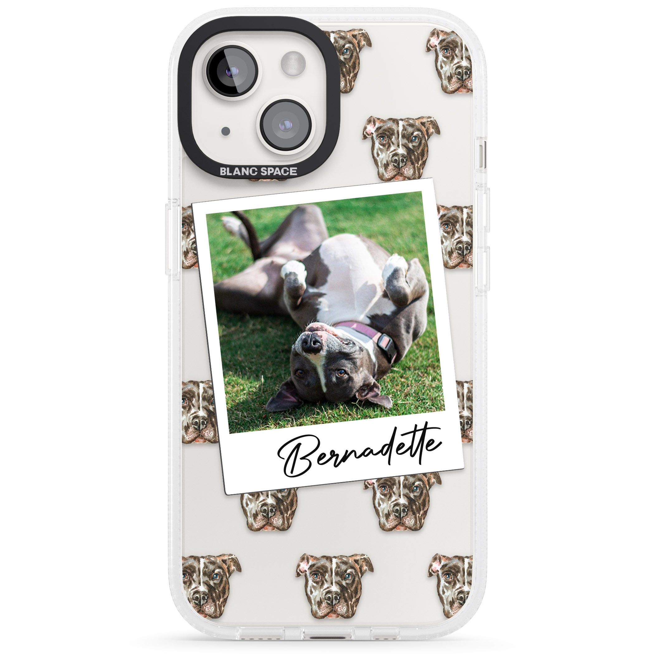 Personalised Staffordshire Bull Terrier - Dog Photo iPhone 15 / 14 / 13 Clear Case Impact Air - Blanc Space