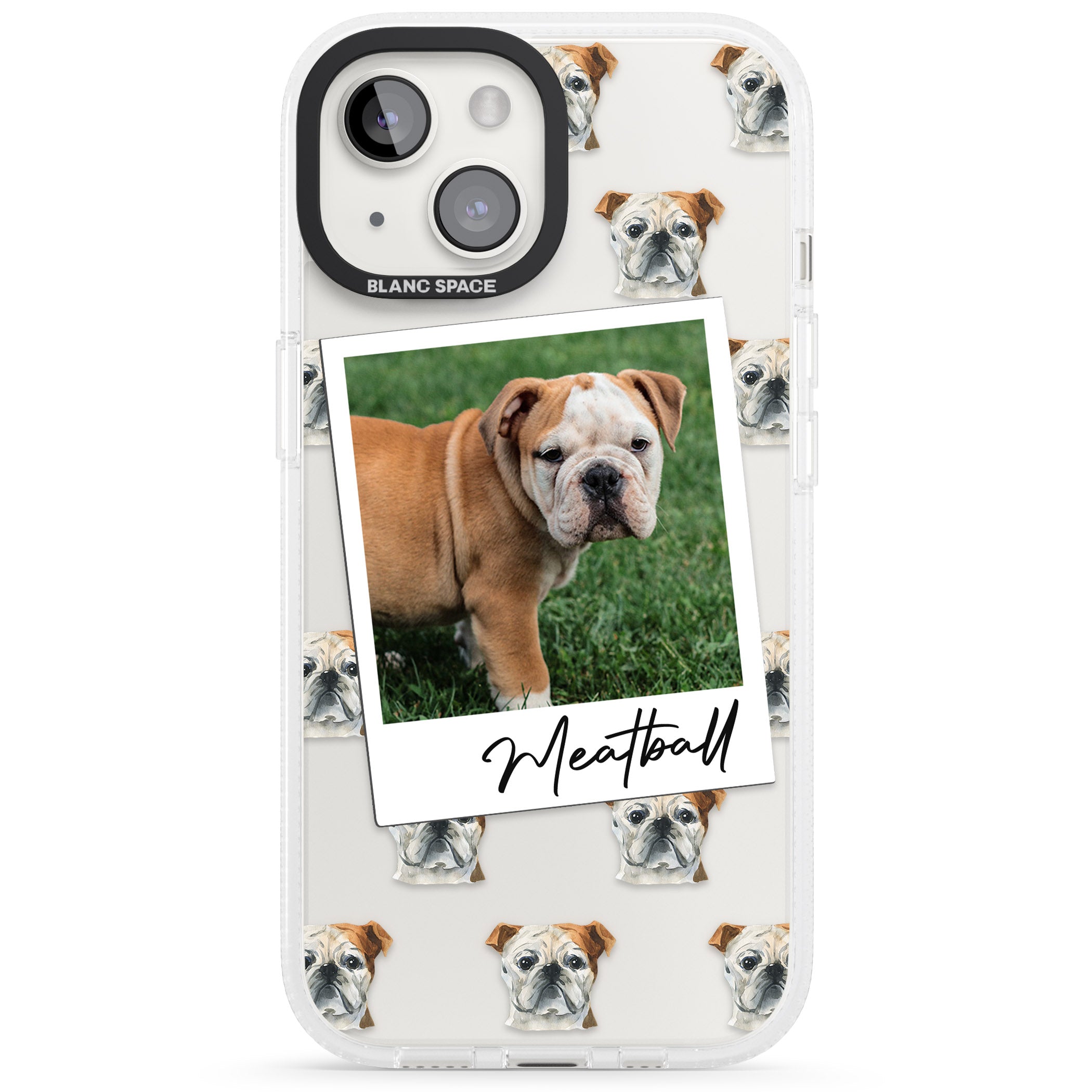 Personalised English Bulldog - Dog Photo iPhone 15 / 14 / 13 Clear Case Impact Air - Blanc Space