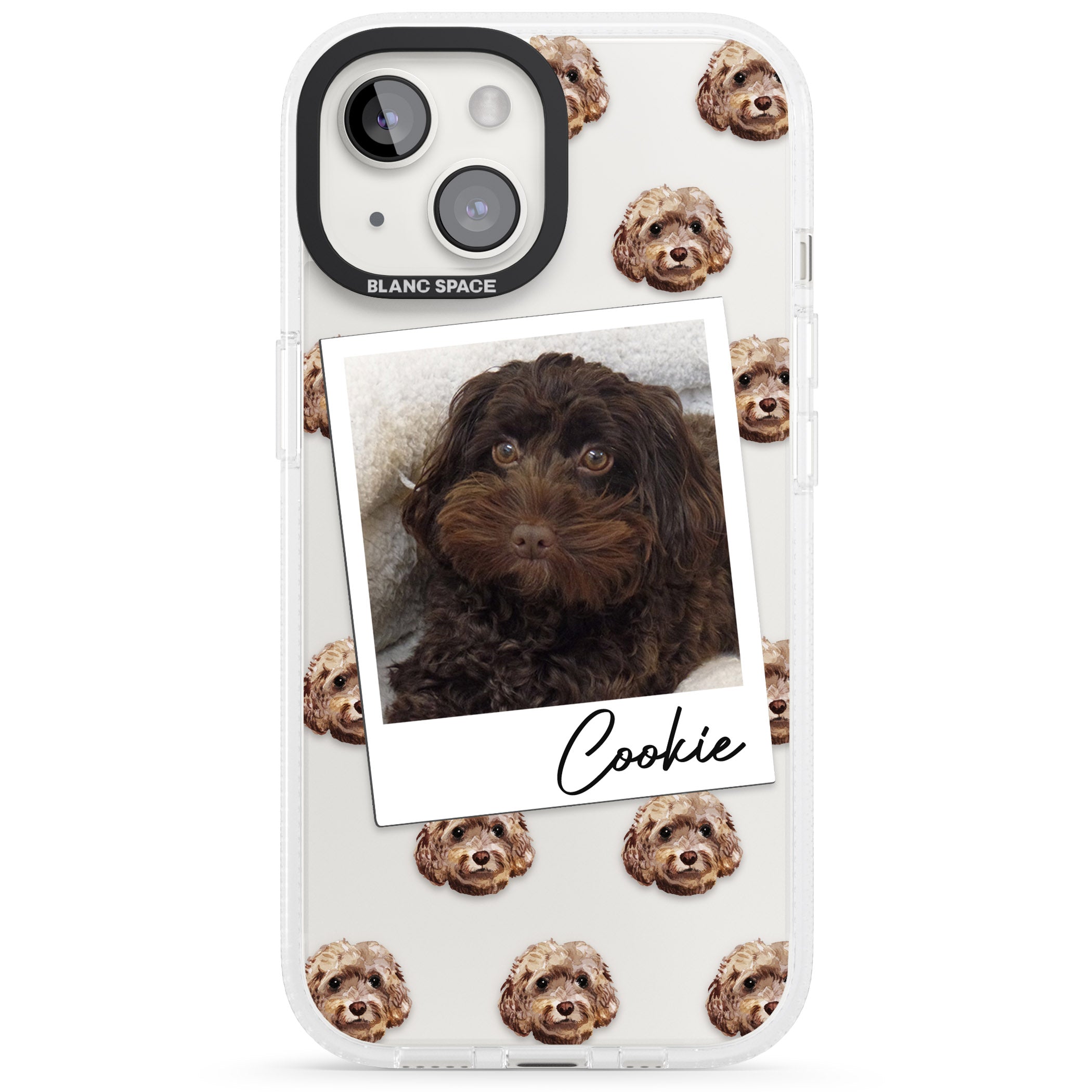 Personalised Cockapoo, Brown - Dog Photo iPhone 15 / 14 / 13 Clear Case Impact Air - Blanc Space