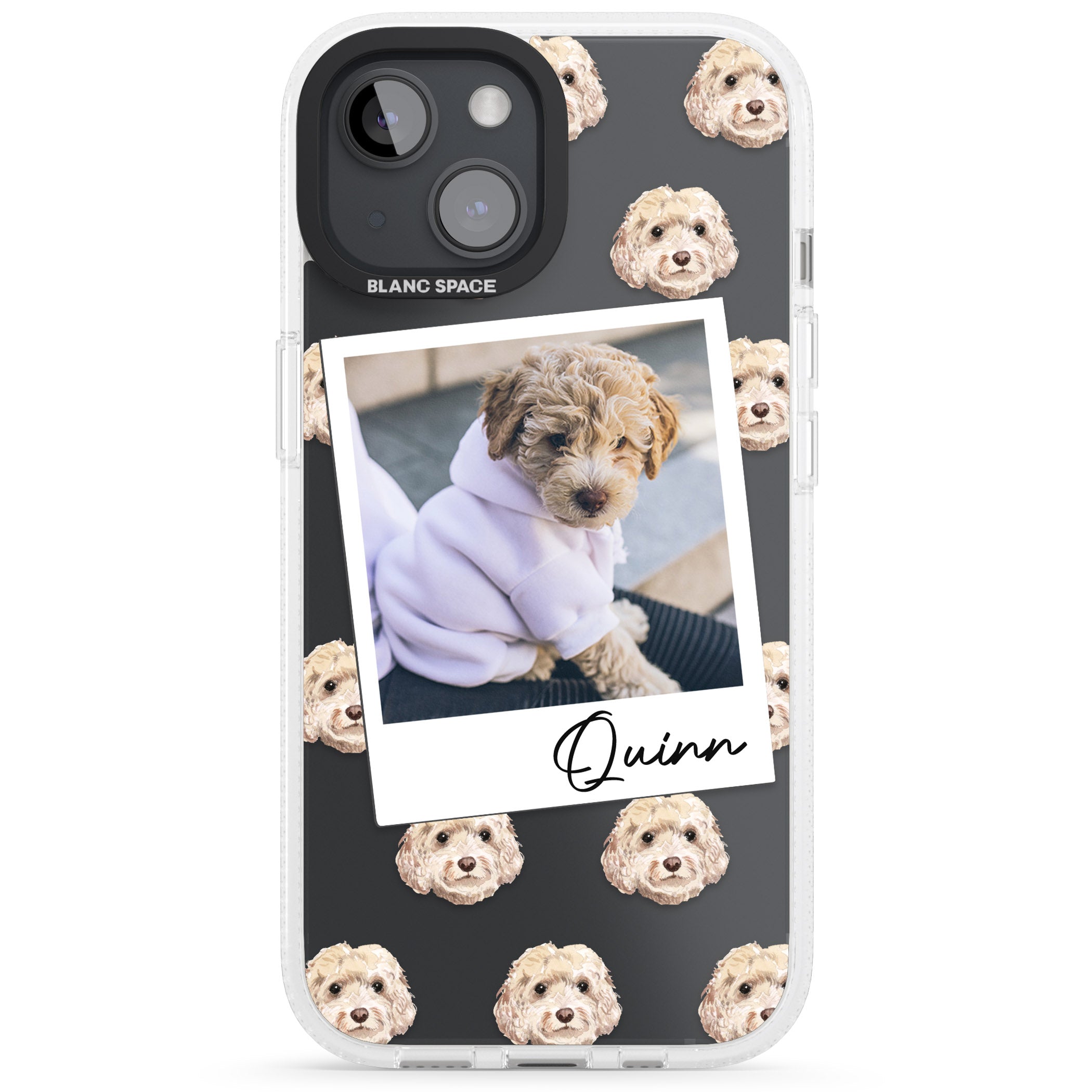 Personalised Cockapoo, Cream - Dog Photo iPhone 15 / 14 / 13 Clear Case Impact Air - Blanc Space