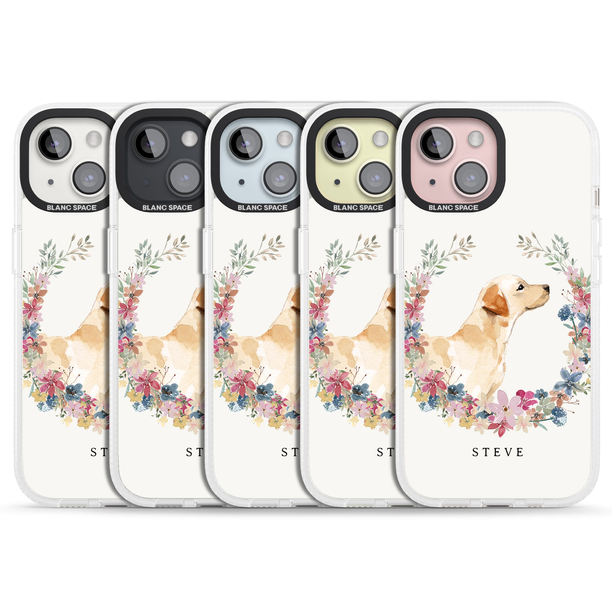 Personalised Yellow Labrador - Watercolour Dog Portrait iPhone 15 / 14 / 13 Clear Case Impact Air - Blanc Space