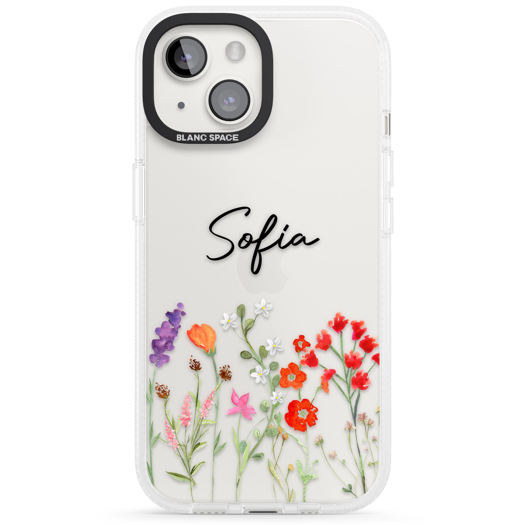Personalised Spring Wildflowers iPhone 15 / 14 / 13 Clear Case Impact Air - Blanc Space