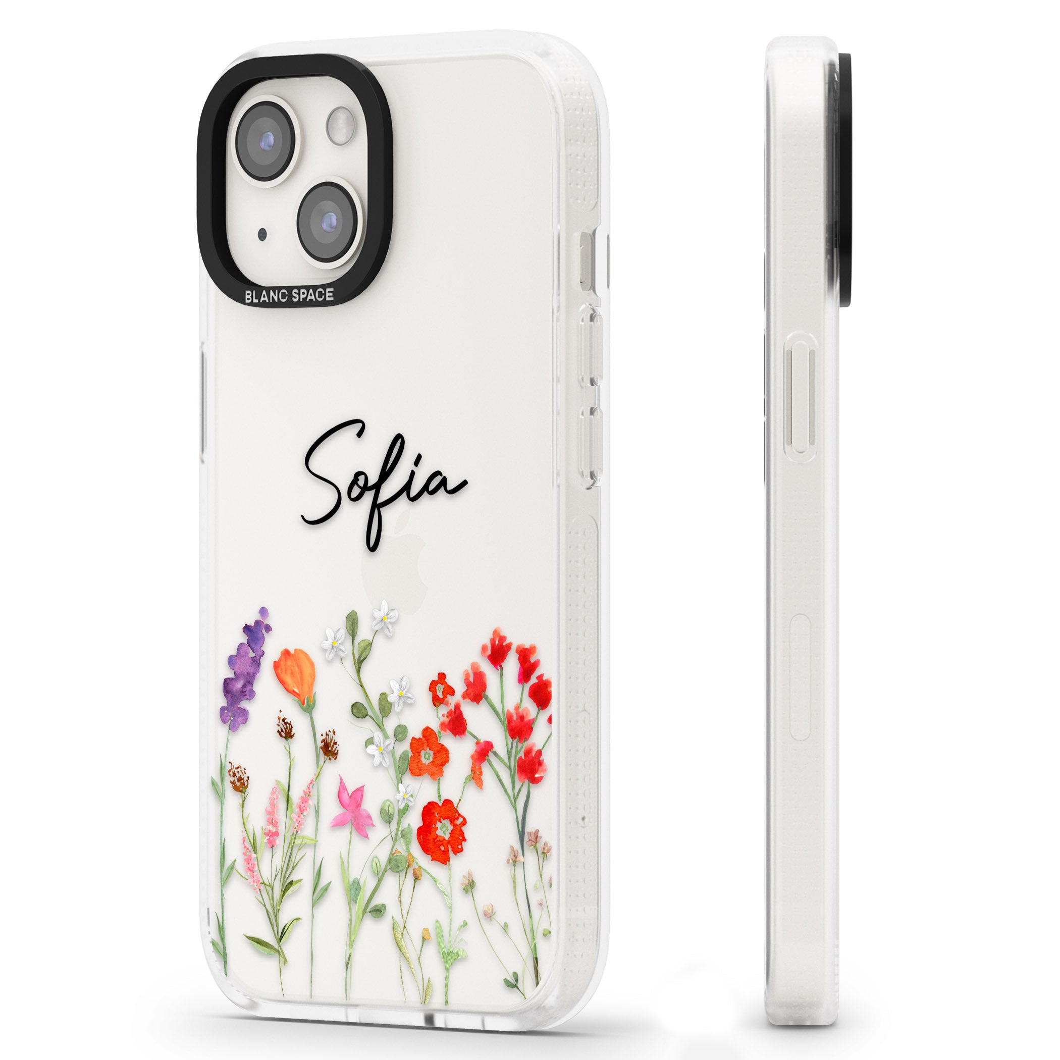 Personalised Spring Wildflowers iPhone 15 / 14 / 13 Clear Case Impact Air - Blanc Space