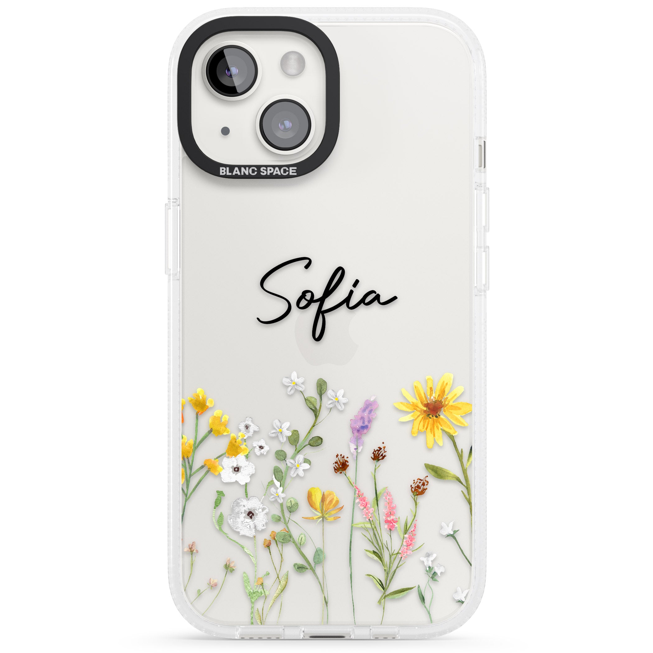 Personalised April Wildfowers iPhone 15 / 14 / 13 Clear Case Impact Air - Blanc Space