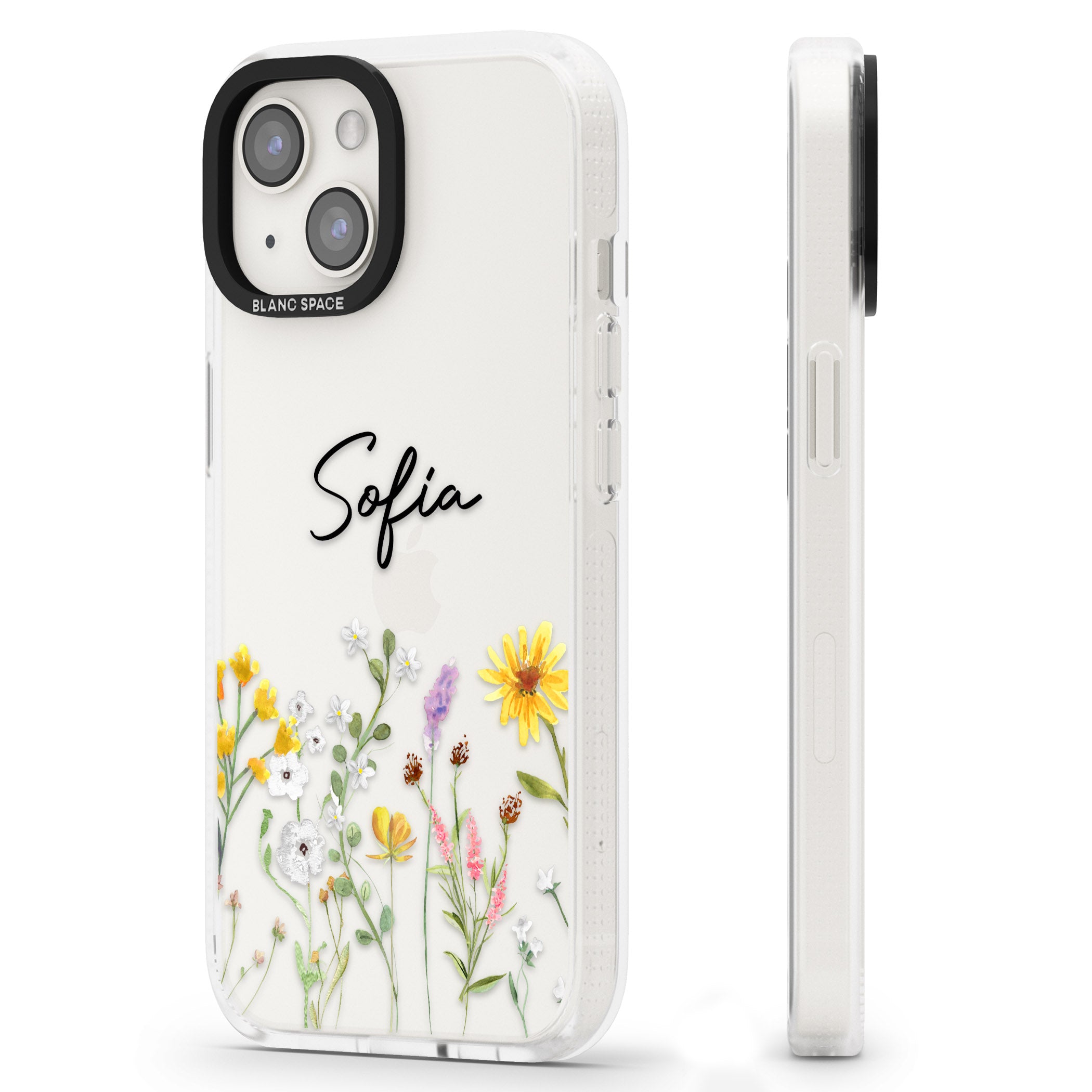 Personalised April Wildfowers iPhone 15 / 14 / 13 Clear Case Impact Air - Blanc Space