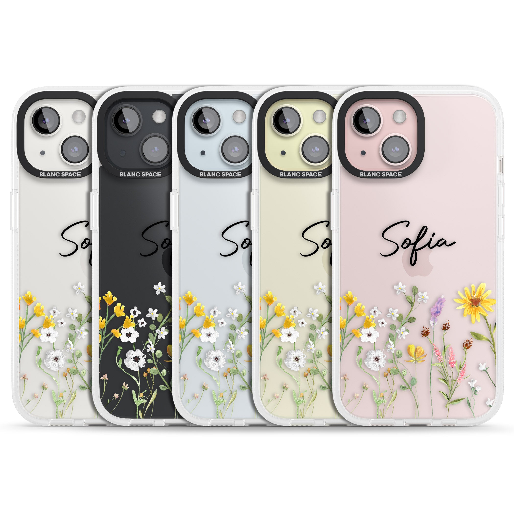 Personalised April Wildfowers iPhone 15 / 14 / 13 Clear Case Impact Air - Blanc Space