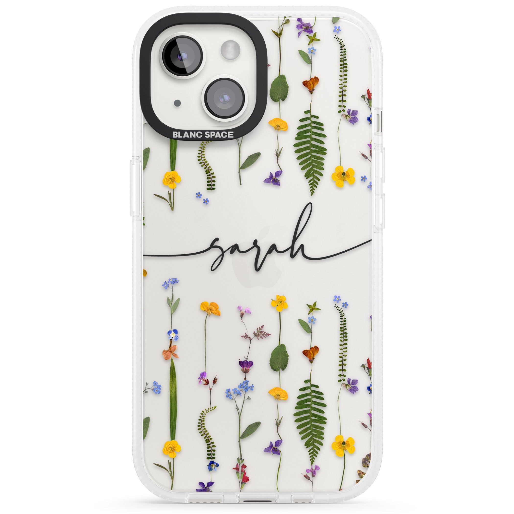 Personalised Wildflower Floral iPhone 15 / 14 / 13 Clear Case Impact Air - Blanc Space