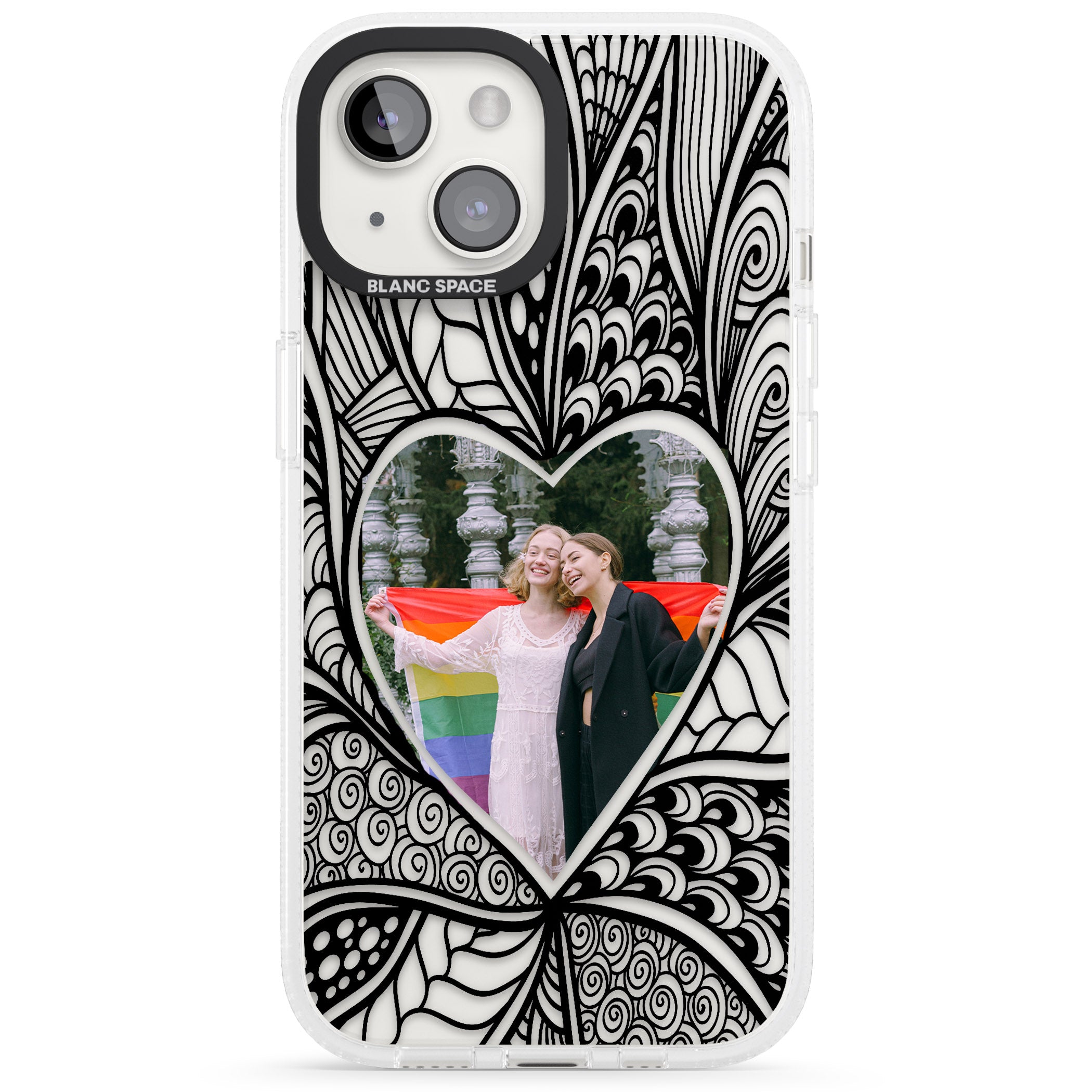 Personalised Henna Heart Photo Case iPhone 15 / 14 / 13 Clear Case Impact Air - Blanc Space