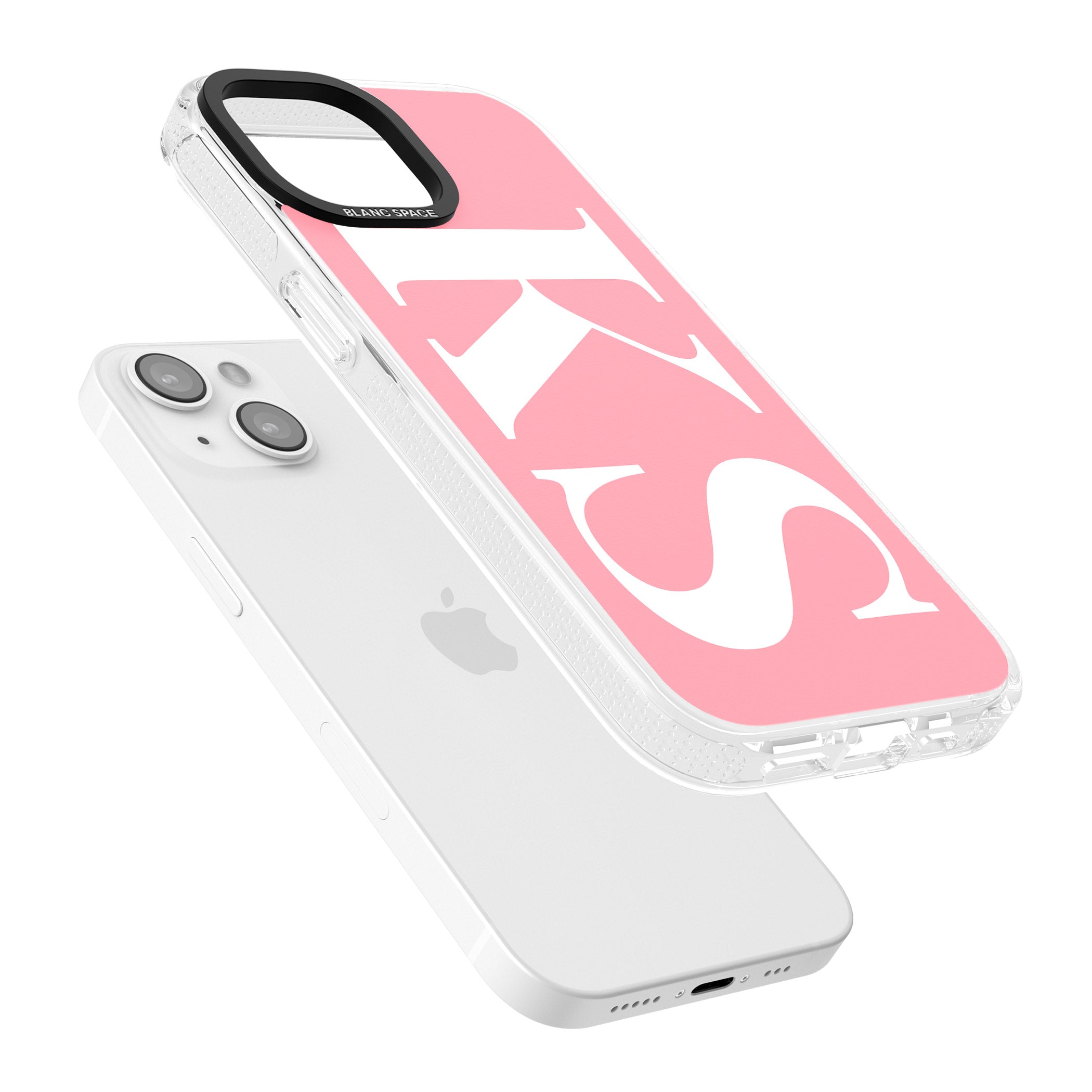Personalised White & Pink Letters iPhone 15 / 14 / 13 Clear Case Impact Air - Blanc Space