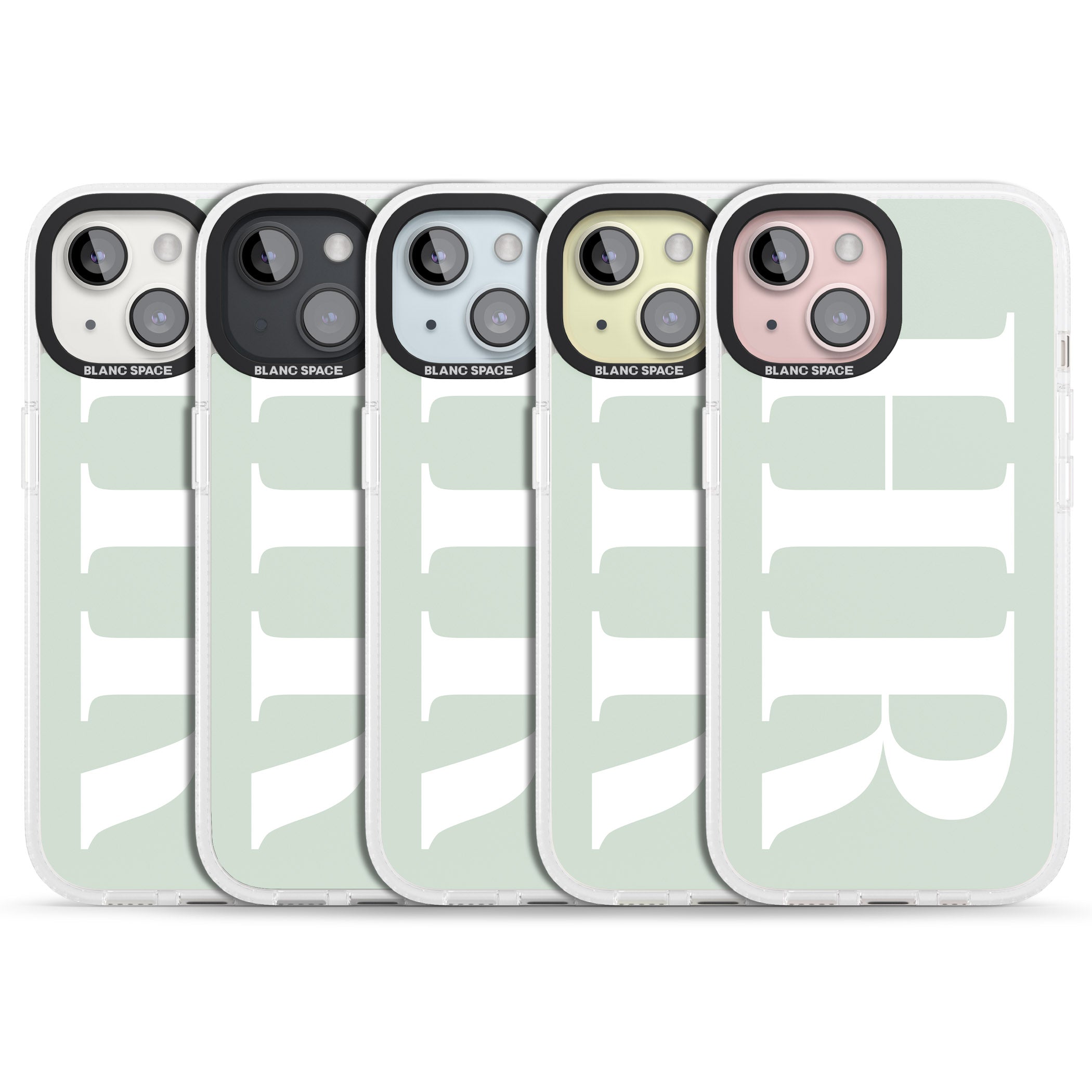 Personalised White & Seafoam Green Personalised iPhone 15 / 14 / 13 Clear Case Impact Air - Blanc Space