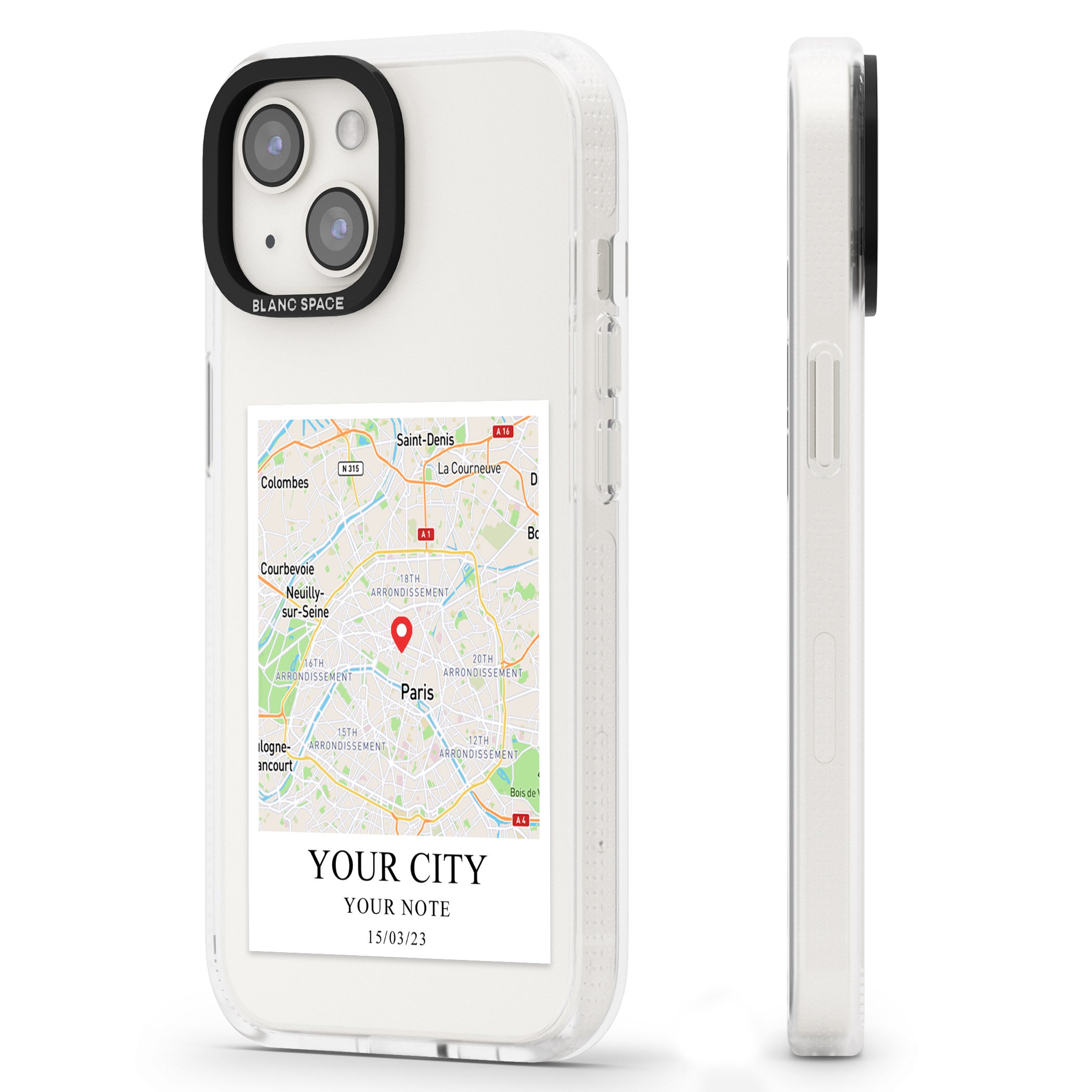 Personalised World Map iPhone 15 / 14 / 13 Clear Case Impact Air - Blanc Space