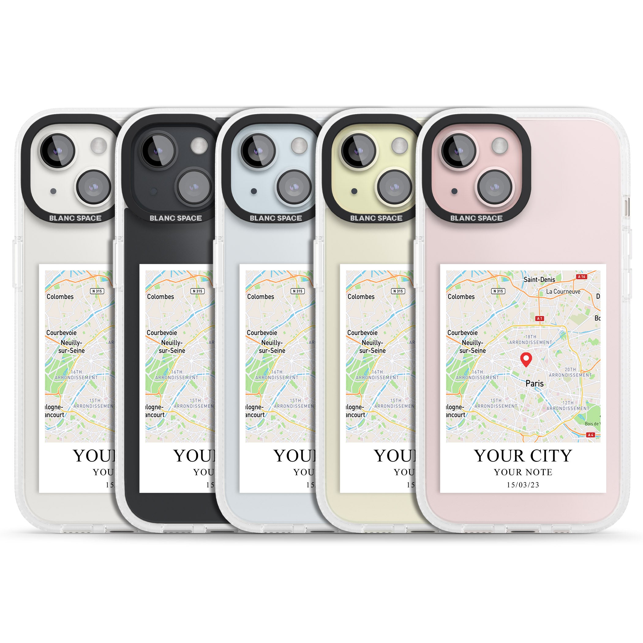 Personalised World Map iPhone 15 / 14 / 13 Clear Case Impact Air - Blanc Space