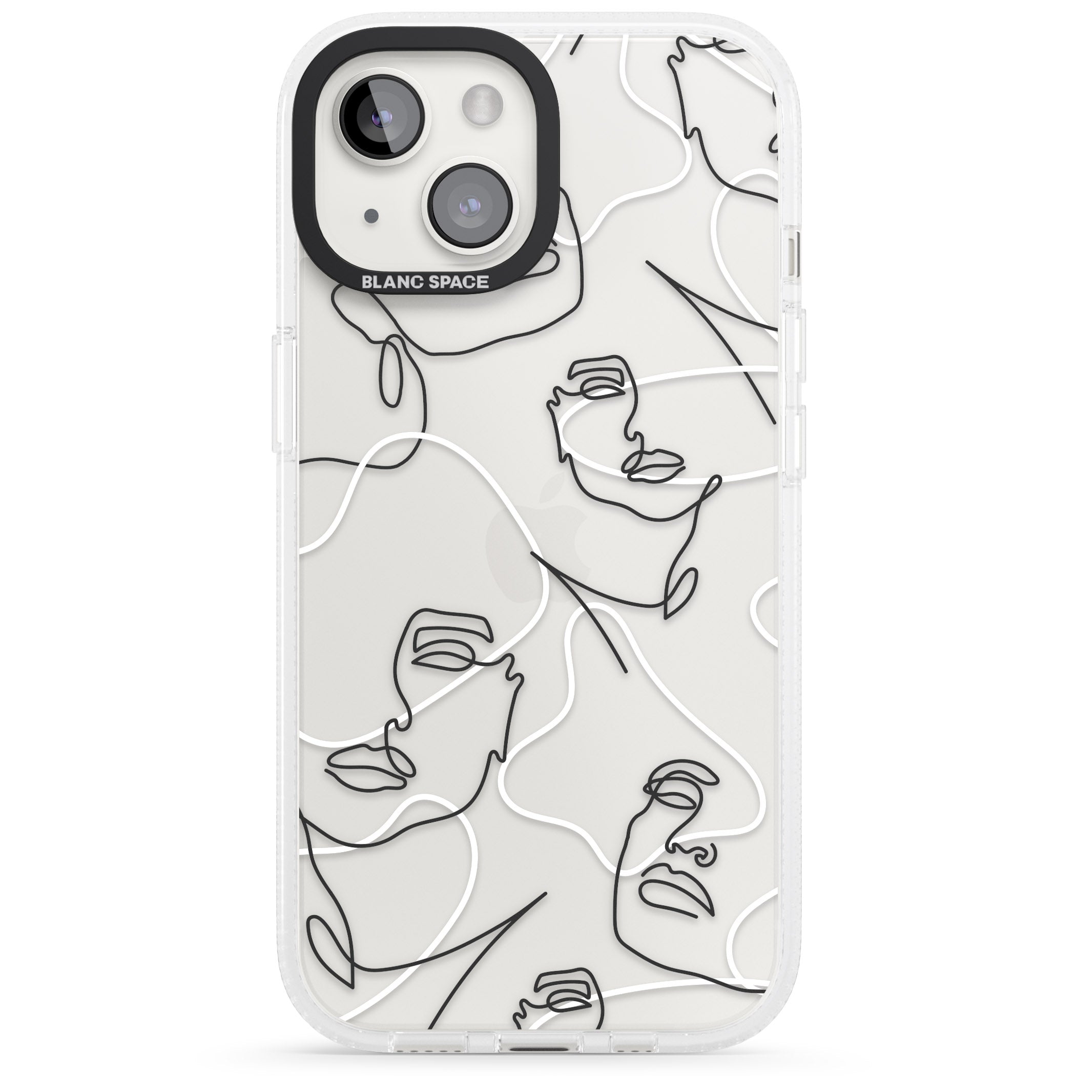 Personalised Abstract Faces iPhone 15 / 14 / 13 Clear Case Impact Air - Blanc Space