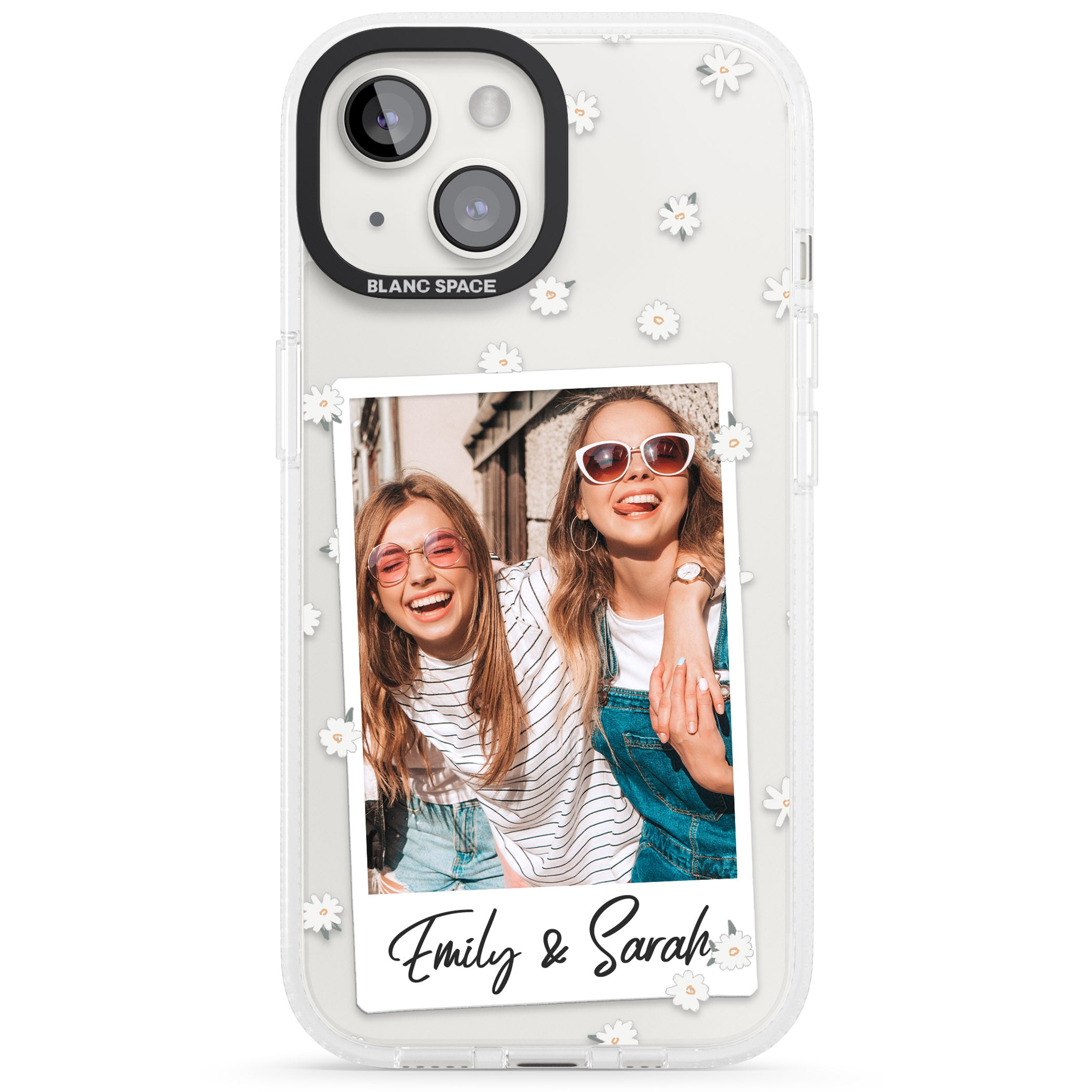 Personalised Daisy Instant Photo iPhone 15 / 14 / 13 Clear Case Impact Air - Blanc Space