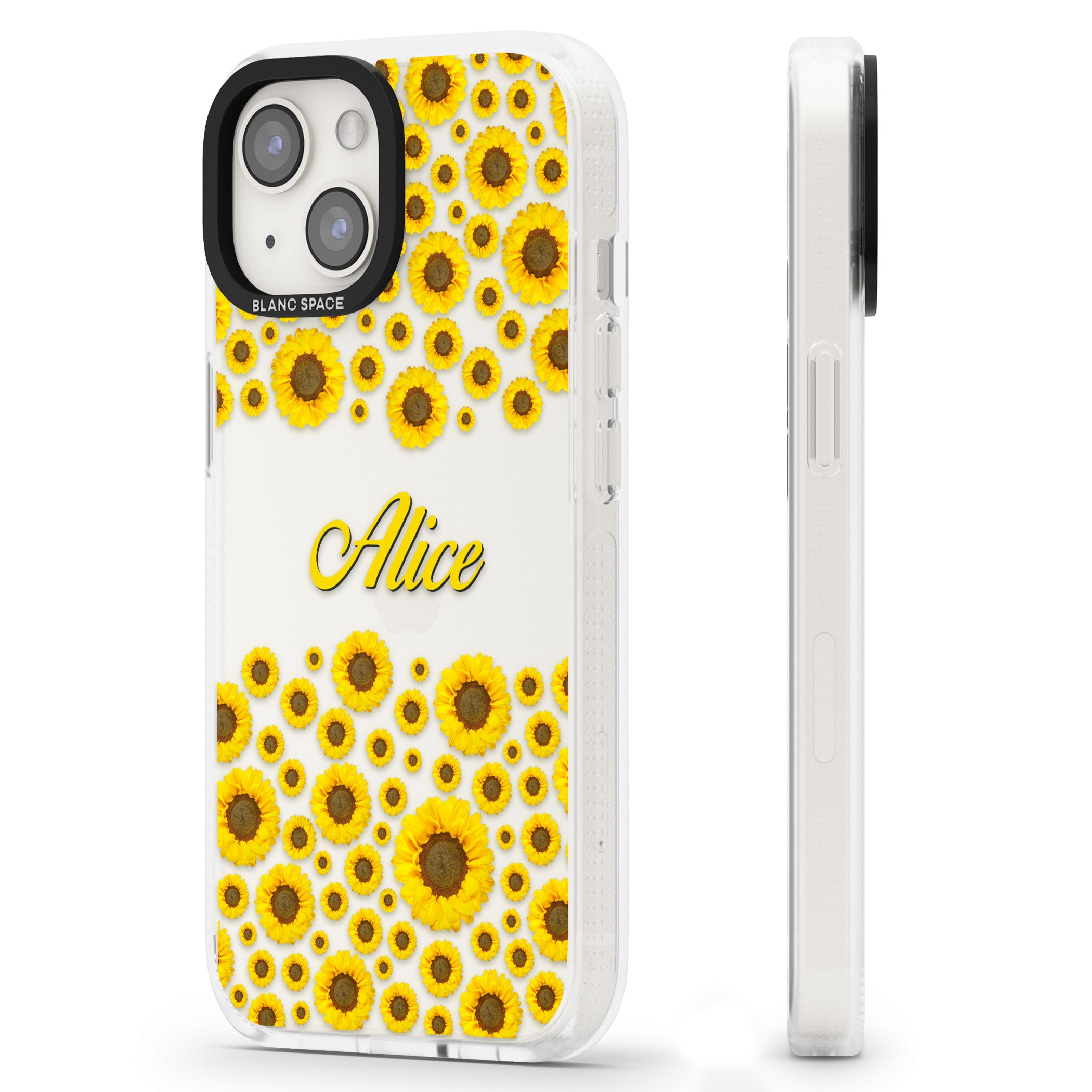 Personalised Sunflowers iPhone 15 / 14 / 13 Clear Case Impact Air - Blanc Space