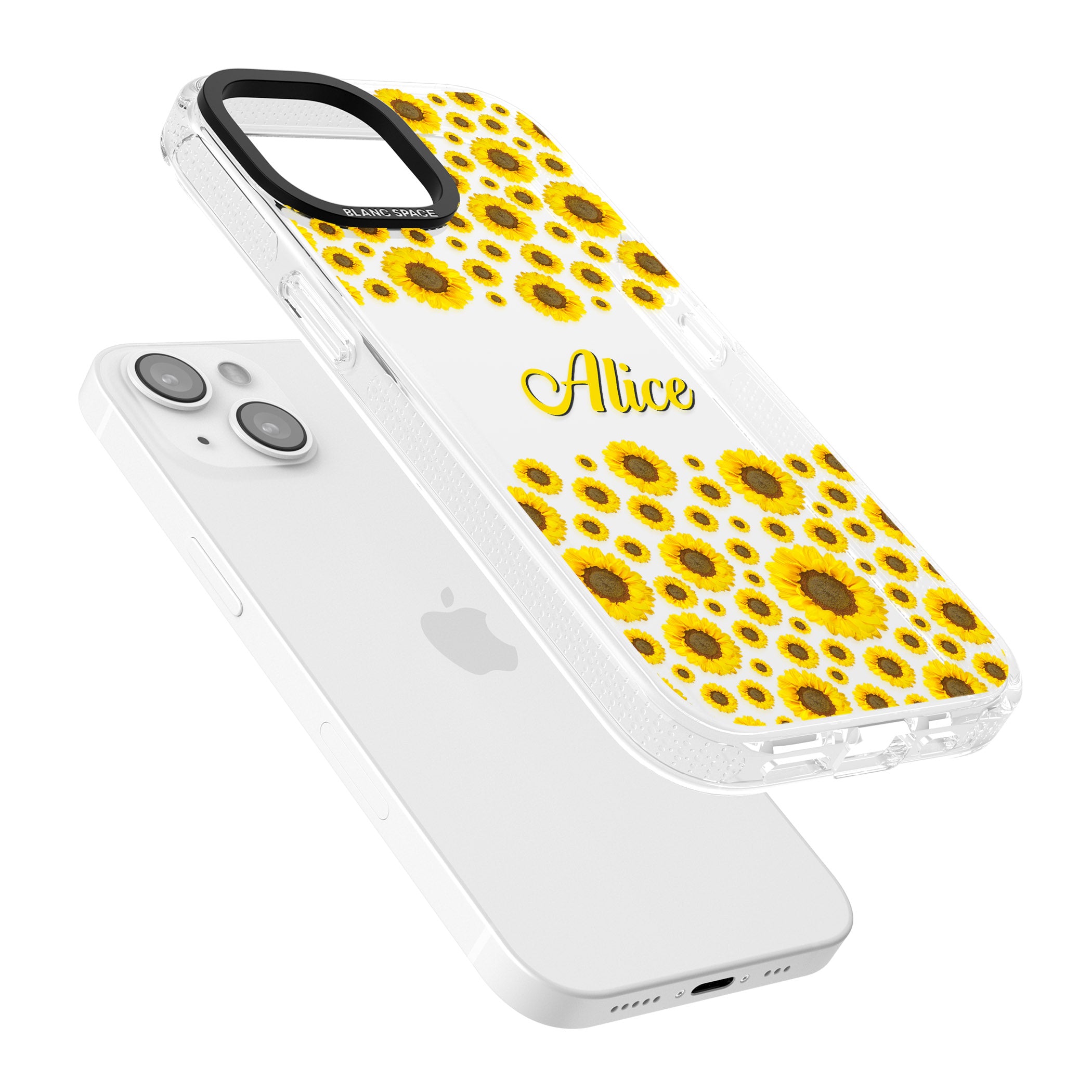 Personalised Sunflowers iPhone 15 / 14 / 13 Clear Case Impact Air - Blanc Space