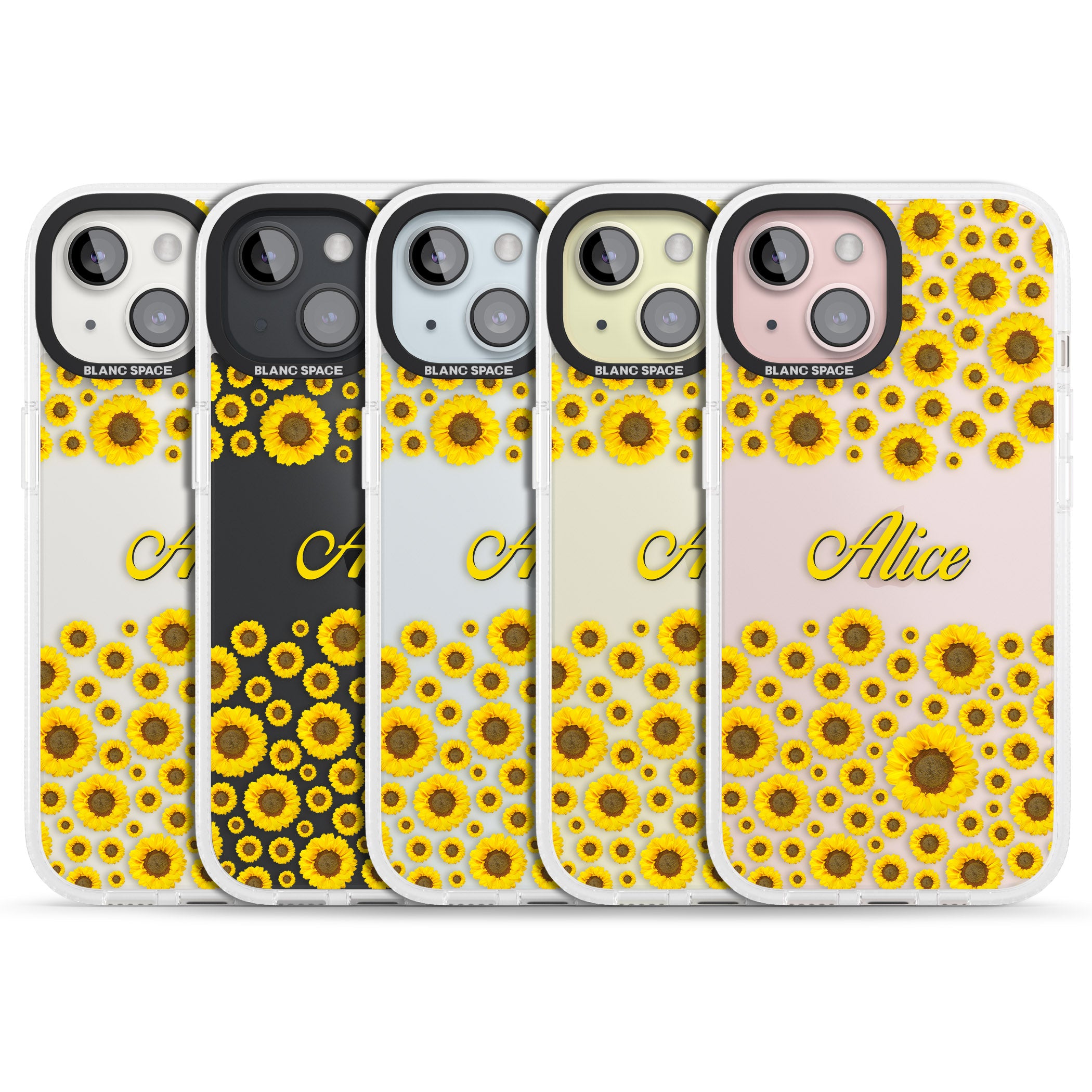 Personalised Sunflowers iPhone 15 / 14 / 13 Clear Case Impact Air - Blanc Space