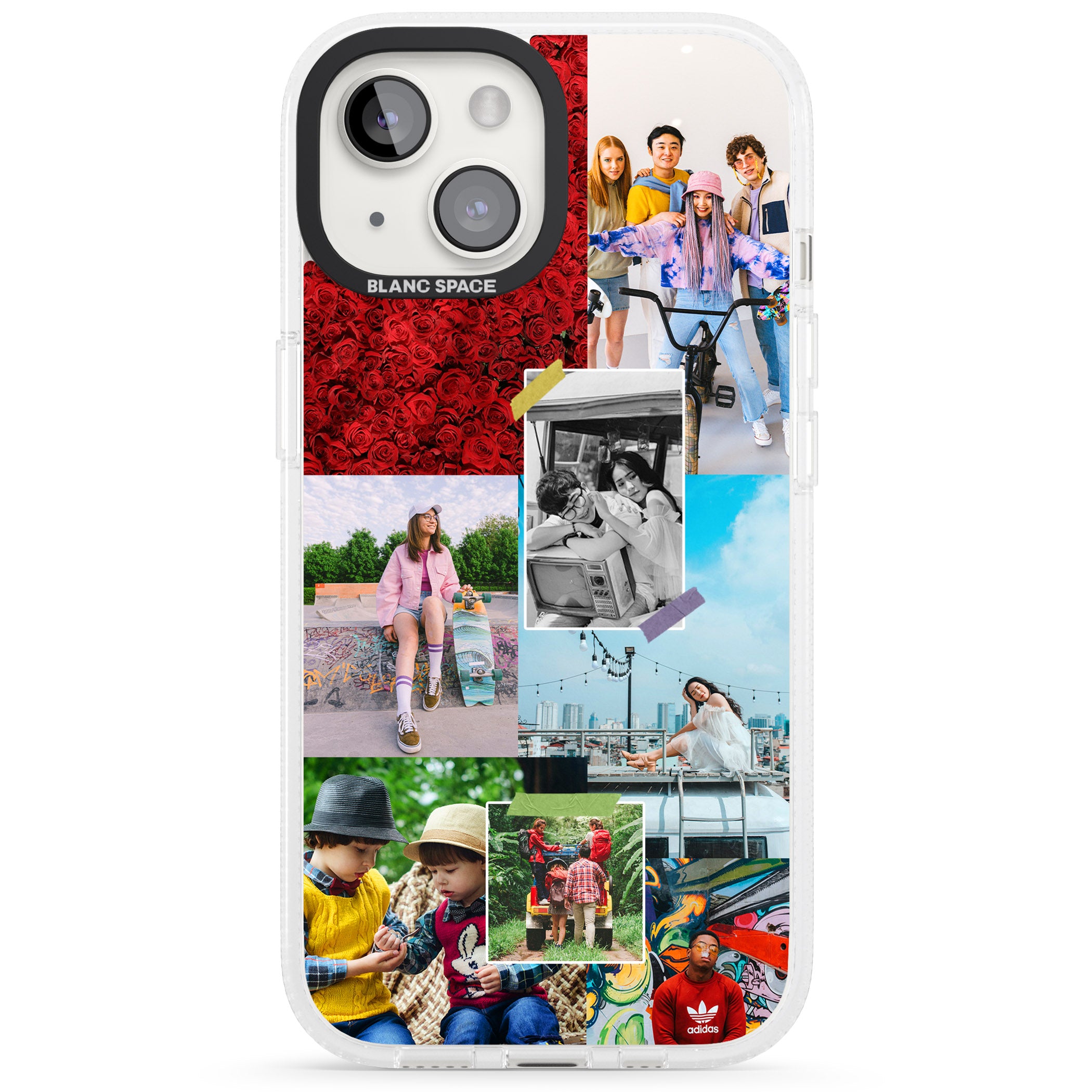 Personalised Photo Collage iPhone 15 / 14 / 13 Clear Case Impact Air - Blanc Space