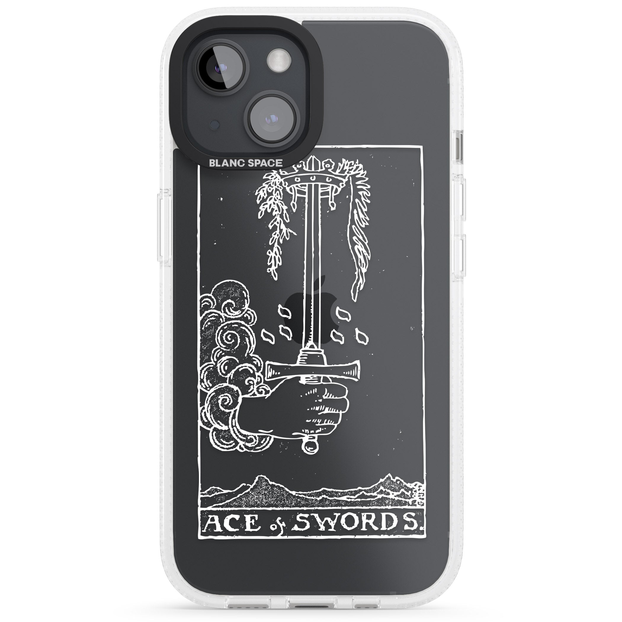Personalised Ace of Swords Tarot Card - White Transparent iPhone 15 / 14 / 13 Clear Case Impact Air - Blanc Space