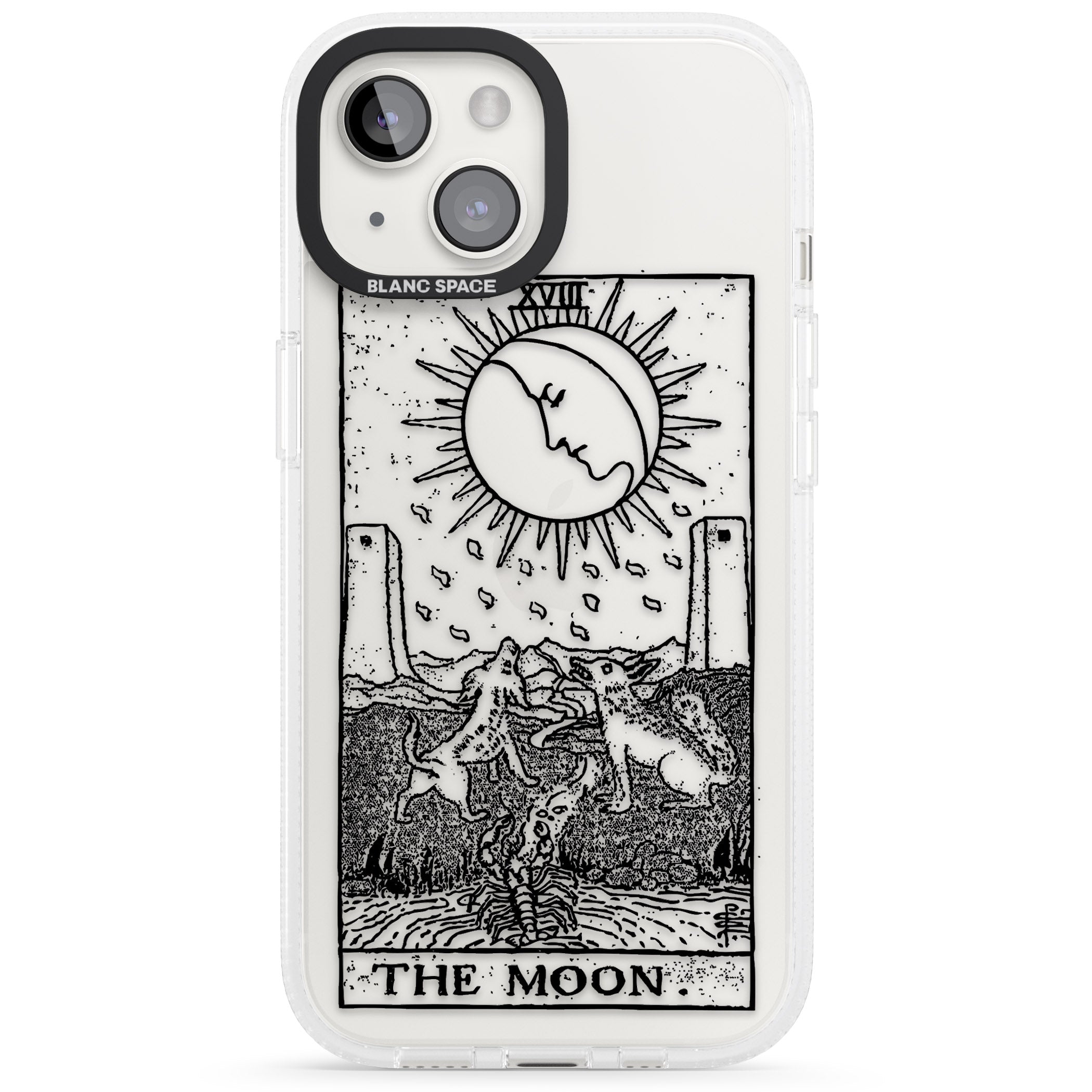 Personalised The Moon Tarot Card - Transparent iPhone 15 / 14 / 13 Clear Case Impact Air - Blanc Space