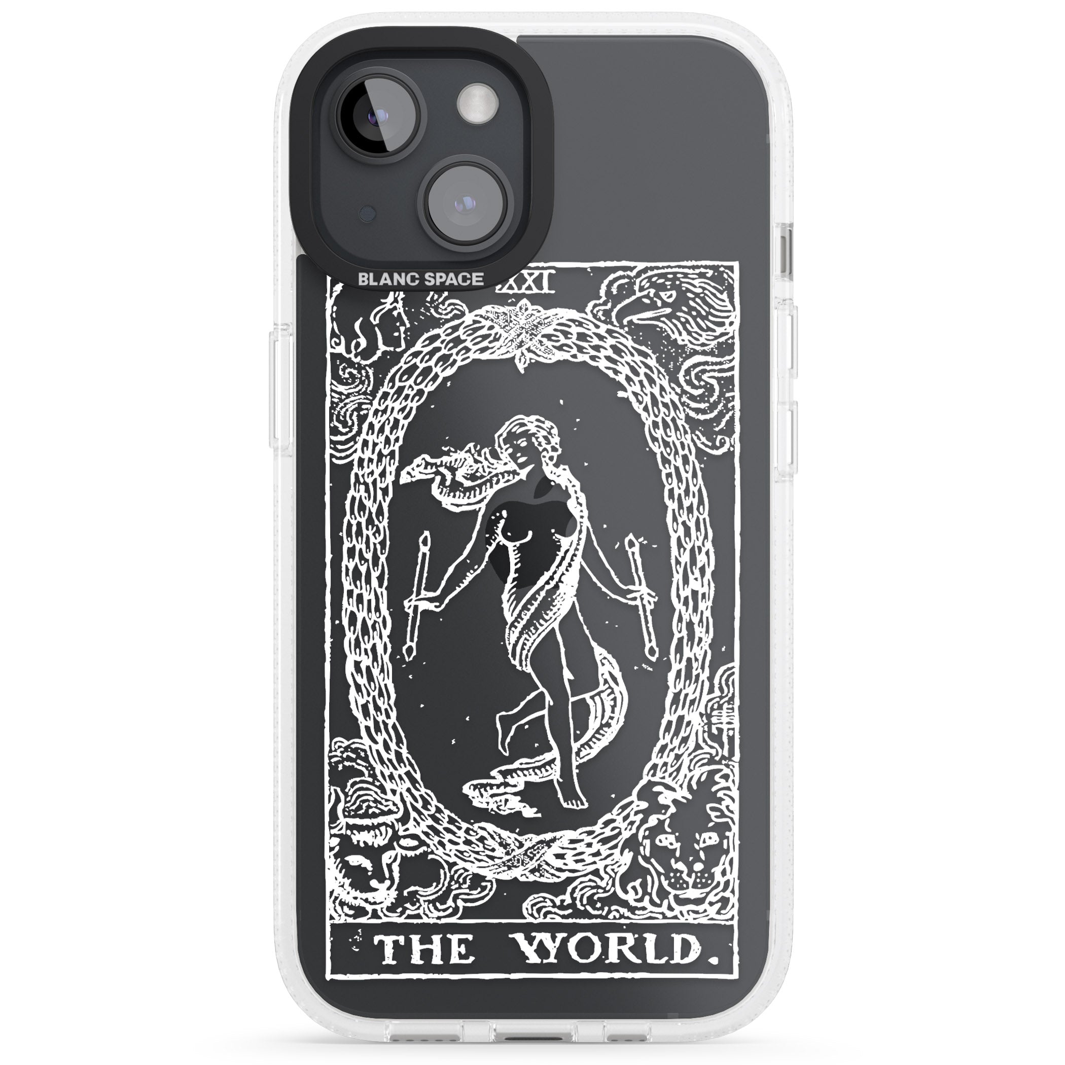 Personalised The World Tarot Card - White Transparent iPhone 15 / 14 / 13 Clear Case Impact Air - Blanc Space