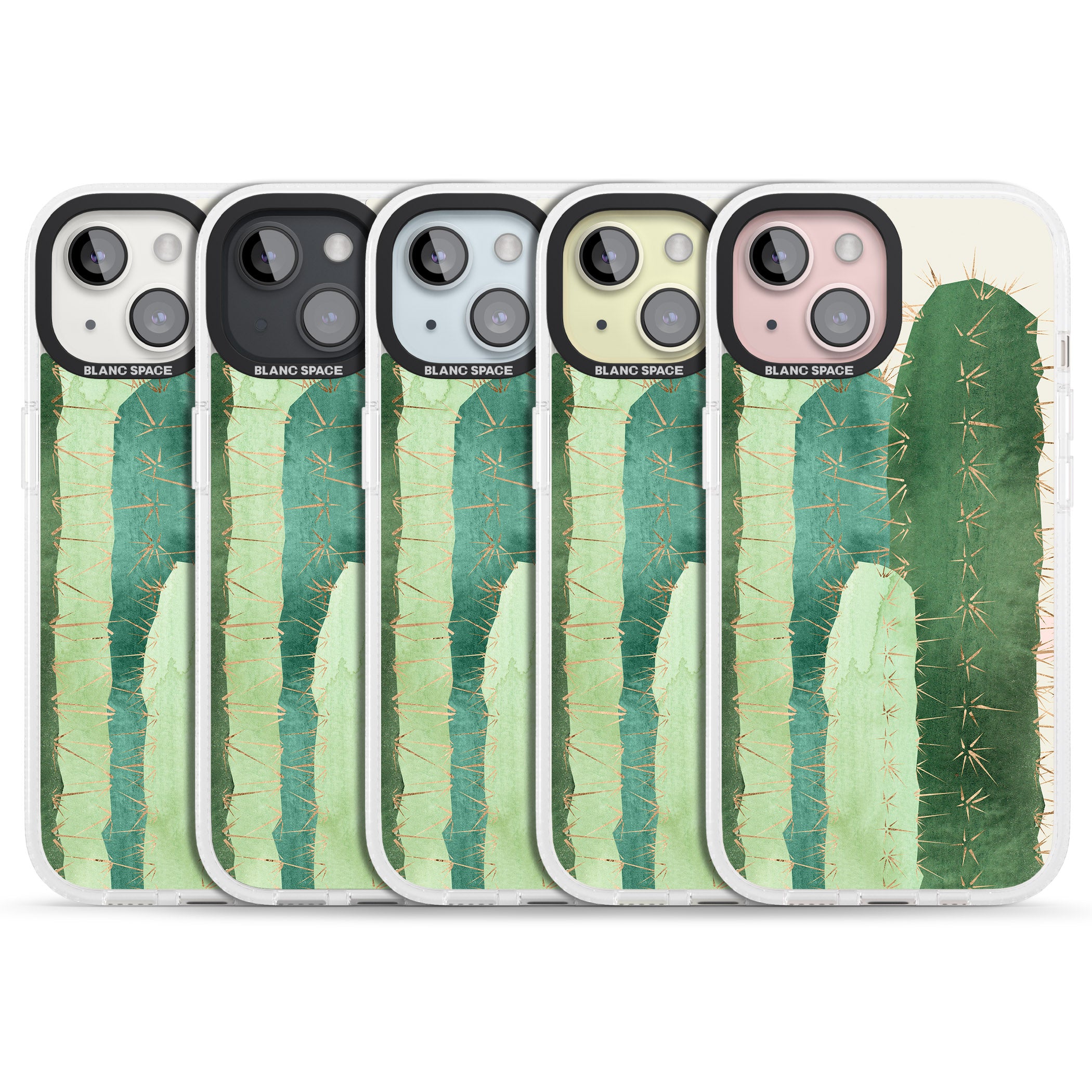 Large Cacti Mix Design iPhone 15 / 14 / 13 Clear Case Impact Air - Blanc Space