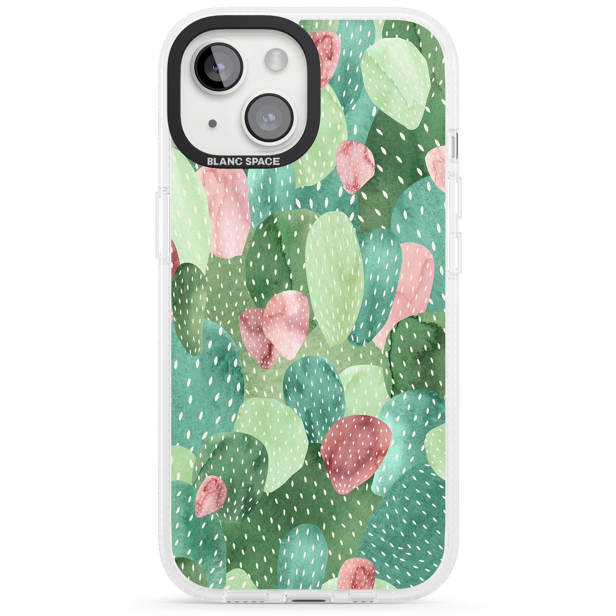 Colourful Cactus Mix Design iPhone 15 / 14 / 13 Clear Case Impact Air - Blanc Space