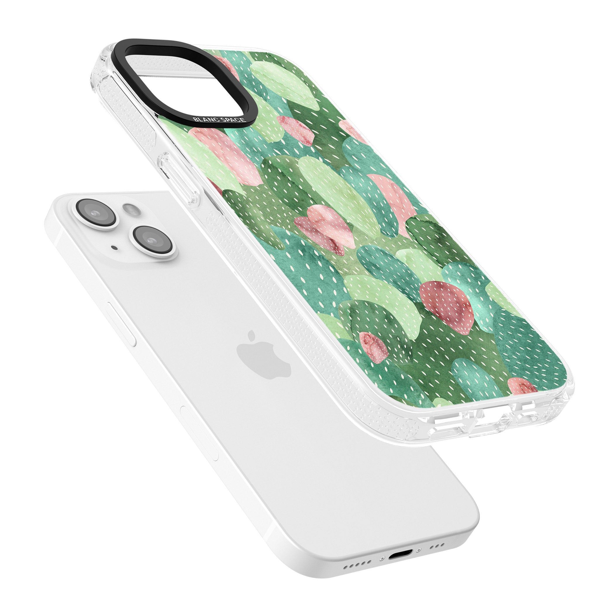 Colourful Cactus Mix Design iPhone 15 / 14 / 13 Clear Case Impact Air - Blanc Space