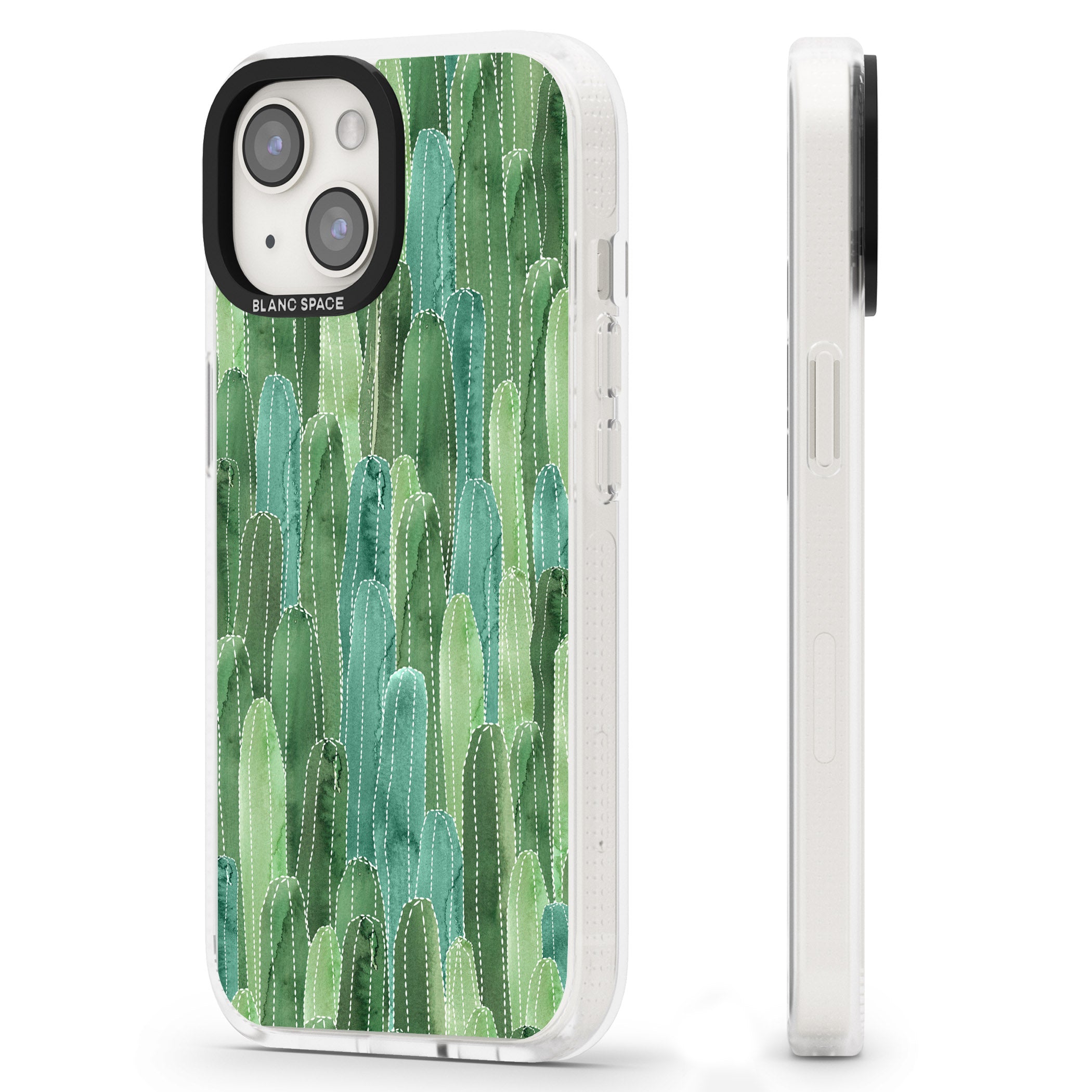 Skinny Cacti Pattern Design iPhone 15 / 14 / 13 Clear Case Impact Air - Blanc Space