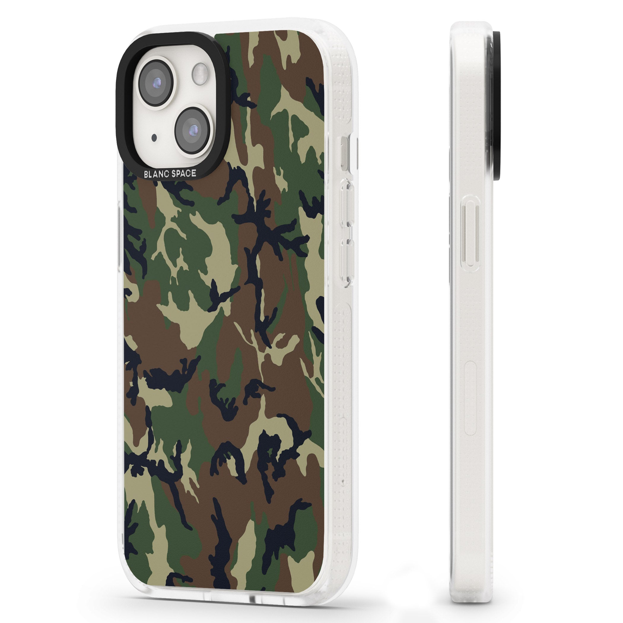 Forest Green Camo iPhone 15 / 14 / 13 Clear Case Impact Air - Blanc Space