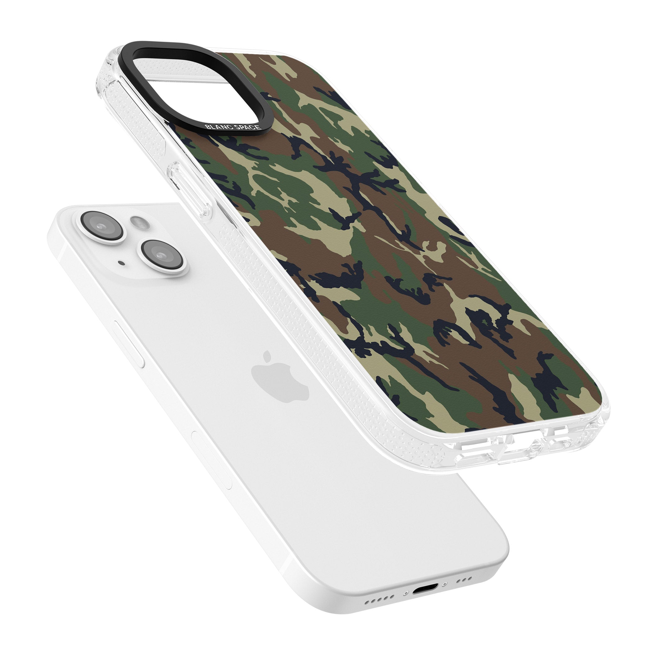 Forest Green Camo iPhone 15 / 14 / 13 Clear Case Impact Air - Blanc Space