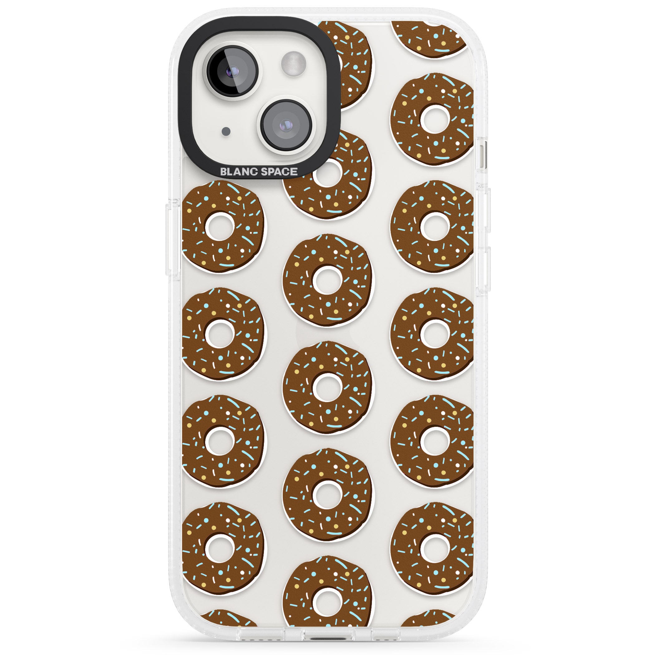 Chocolate Donut Pattern iPhone 15 / 14 / 13 Clear Case Impact Air - Blanc Space