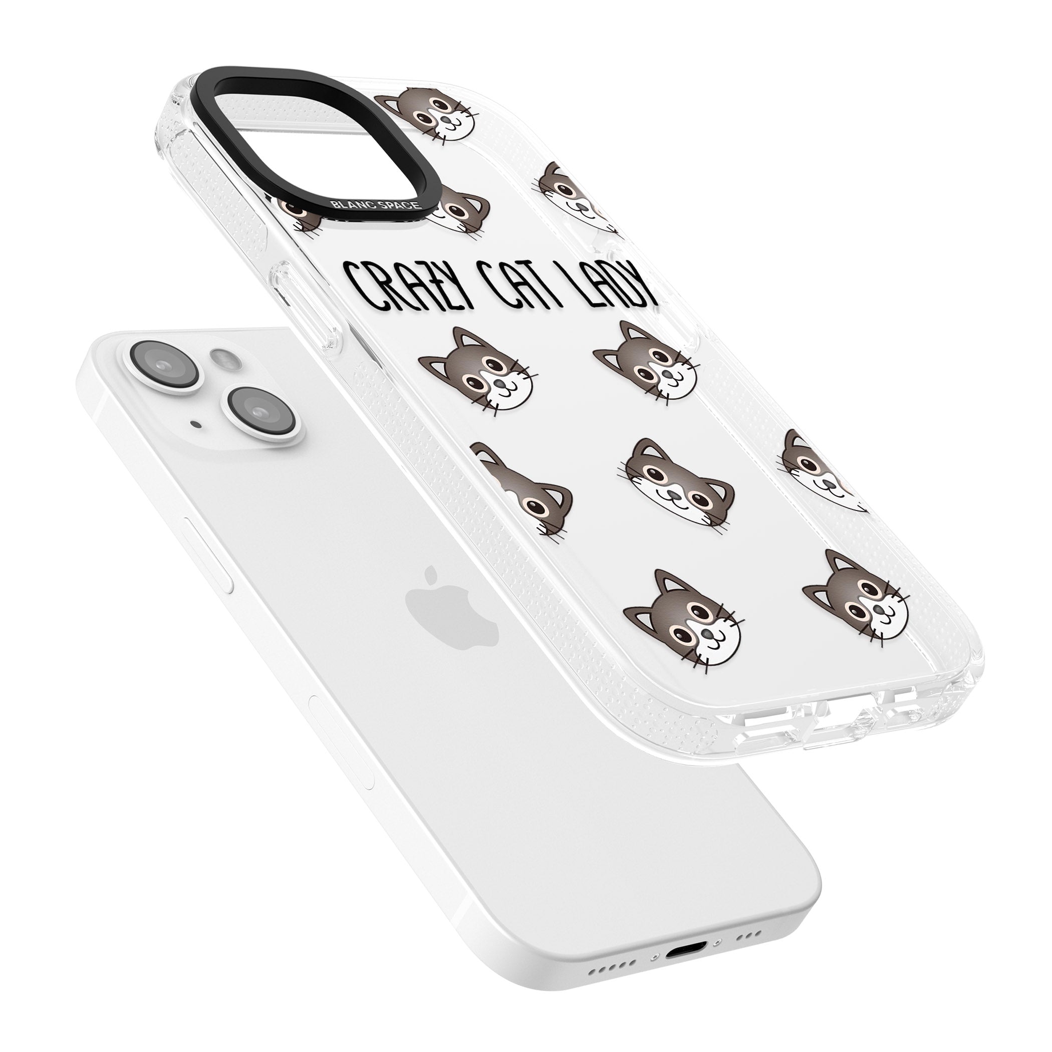 Crazy Cat Lady iPhone 15 / 14 / 13 Clear Case Impact Air - Blanc Space