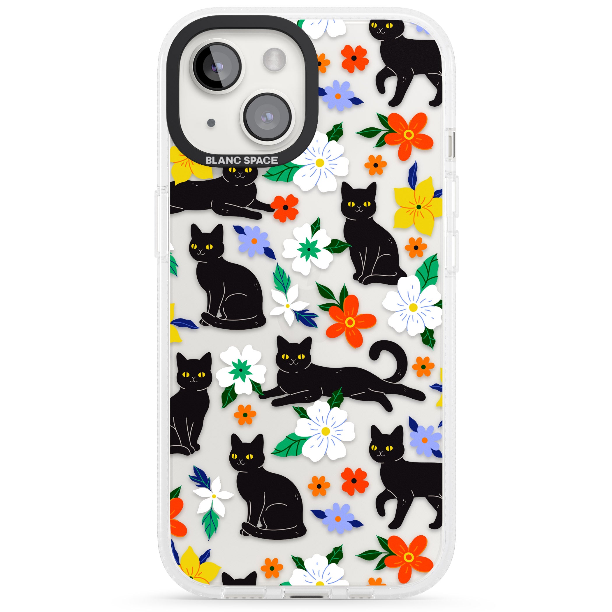 Cats & Flowers iPhone 15 / 14 / 13 Clear Case Impact Air - Blanc Space