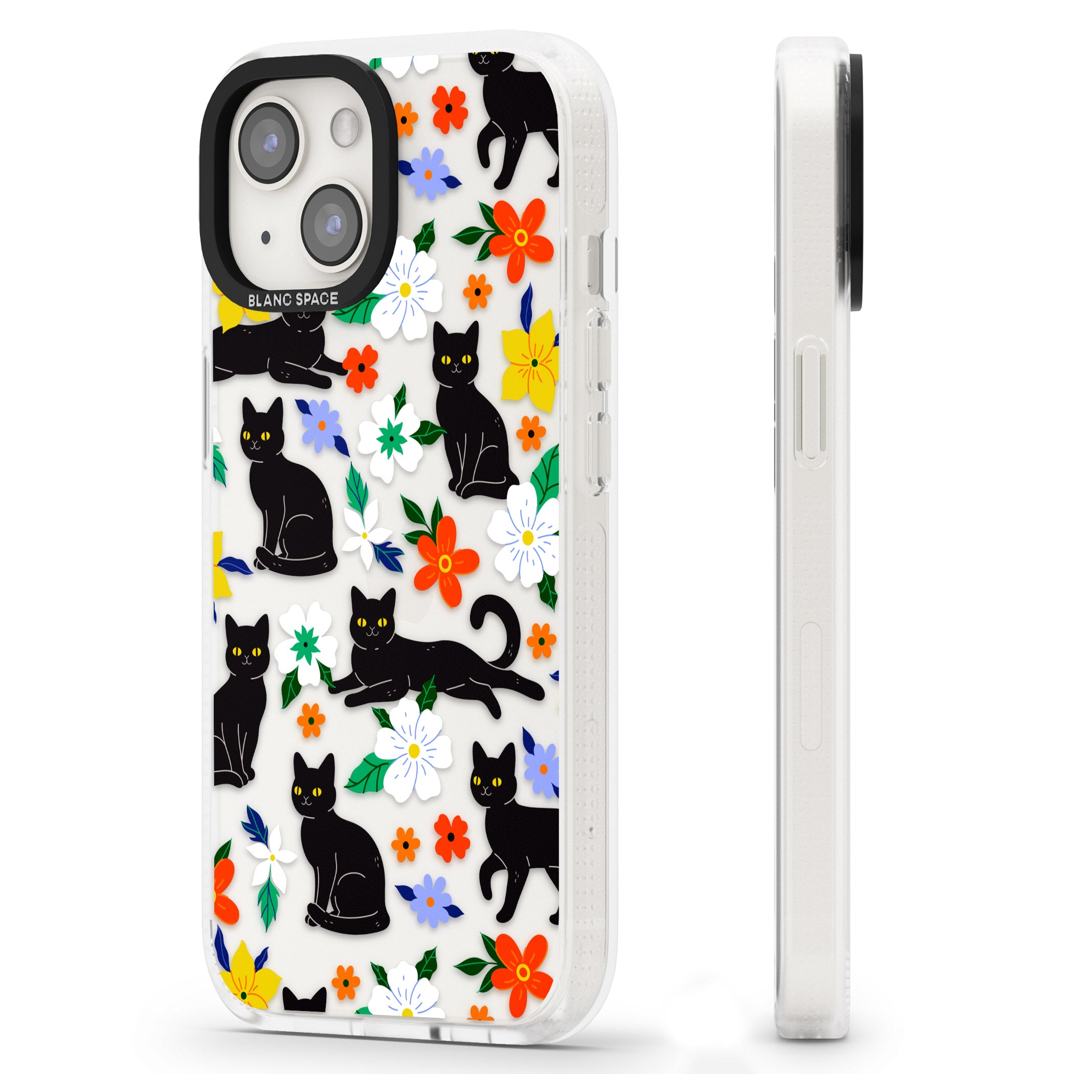 Cats & Flowers iPhone 15 / 14 / 13 Clear Case Impact Air - Blanc Space
