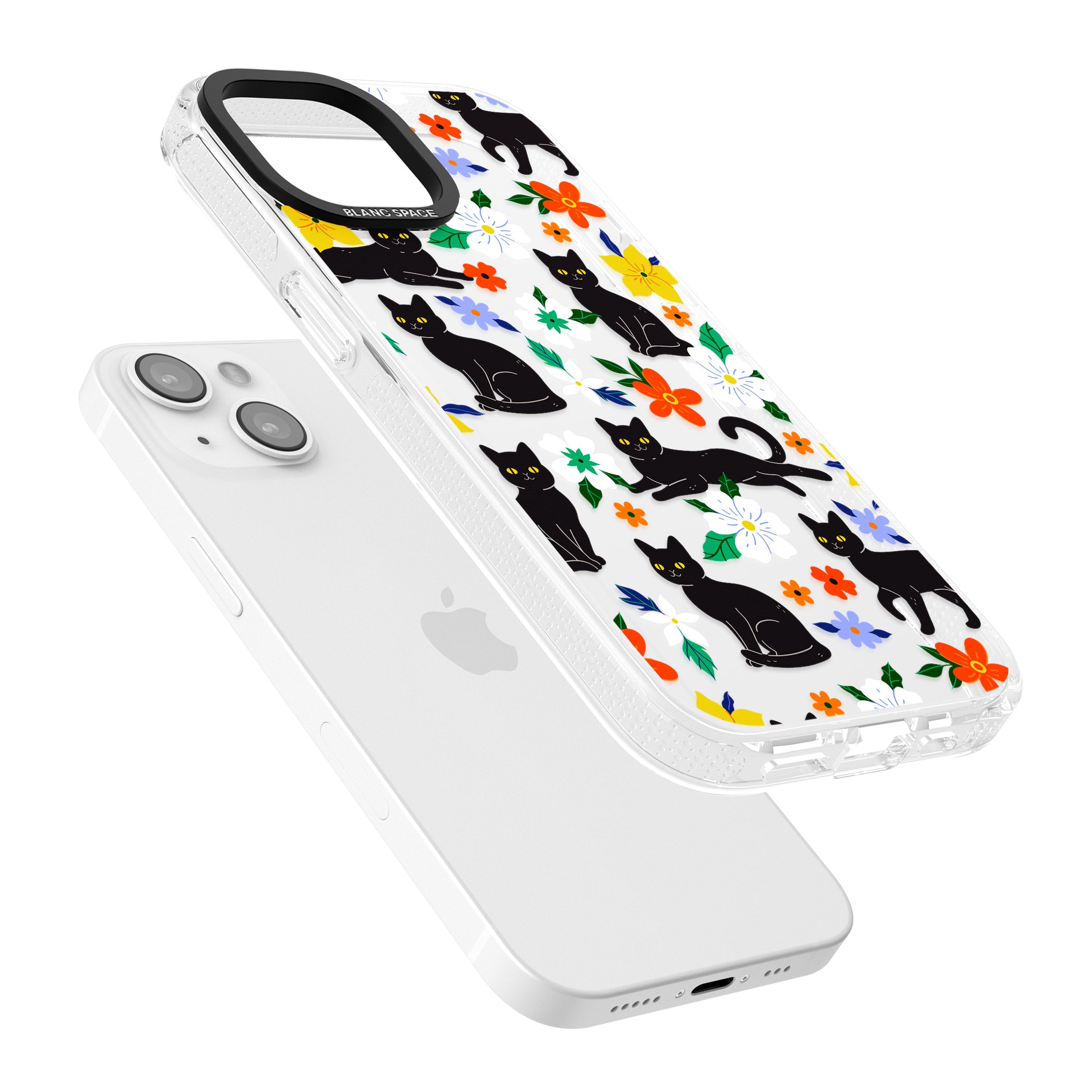 Cats & Flowers iPhone 15 / 14 / 13 Clear Case Impact Air - Blanc Space