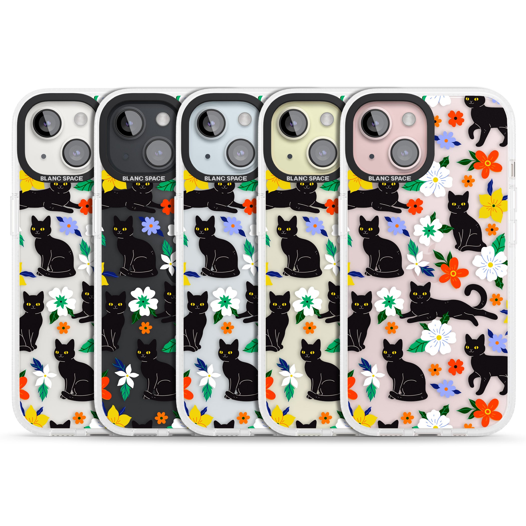Cats & Flowers iPhone 15 / 14 / 13 Clear Case Impact Air - Blanc Space