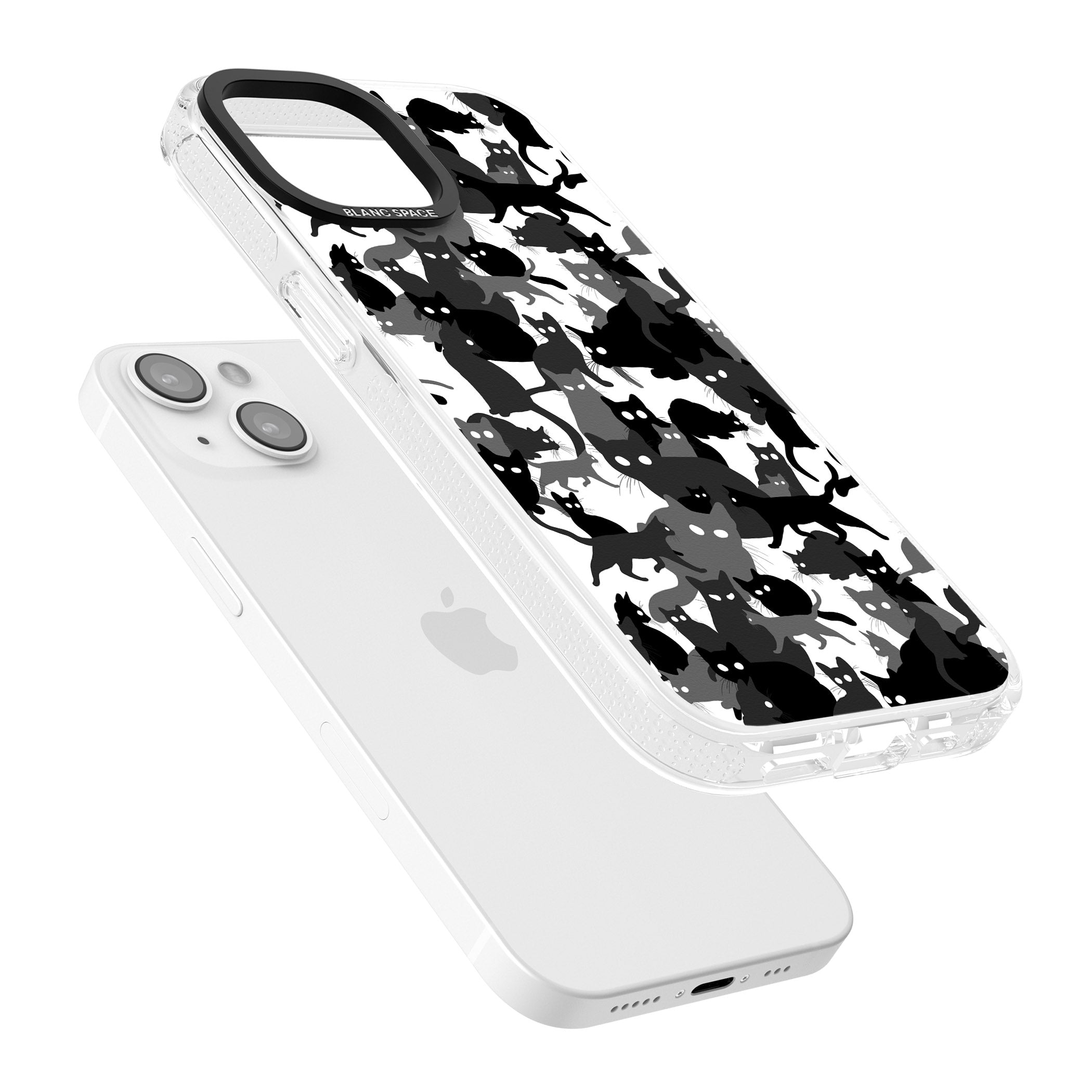 Black & White Cat Camouflage iPhone 15 / 14 / 13 Clear Case Impact Air - Blanc Space