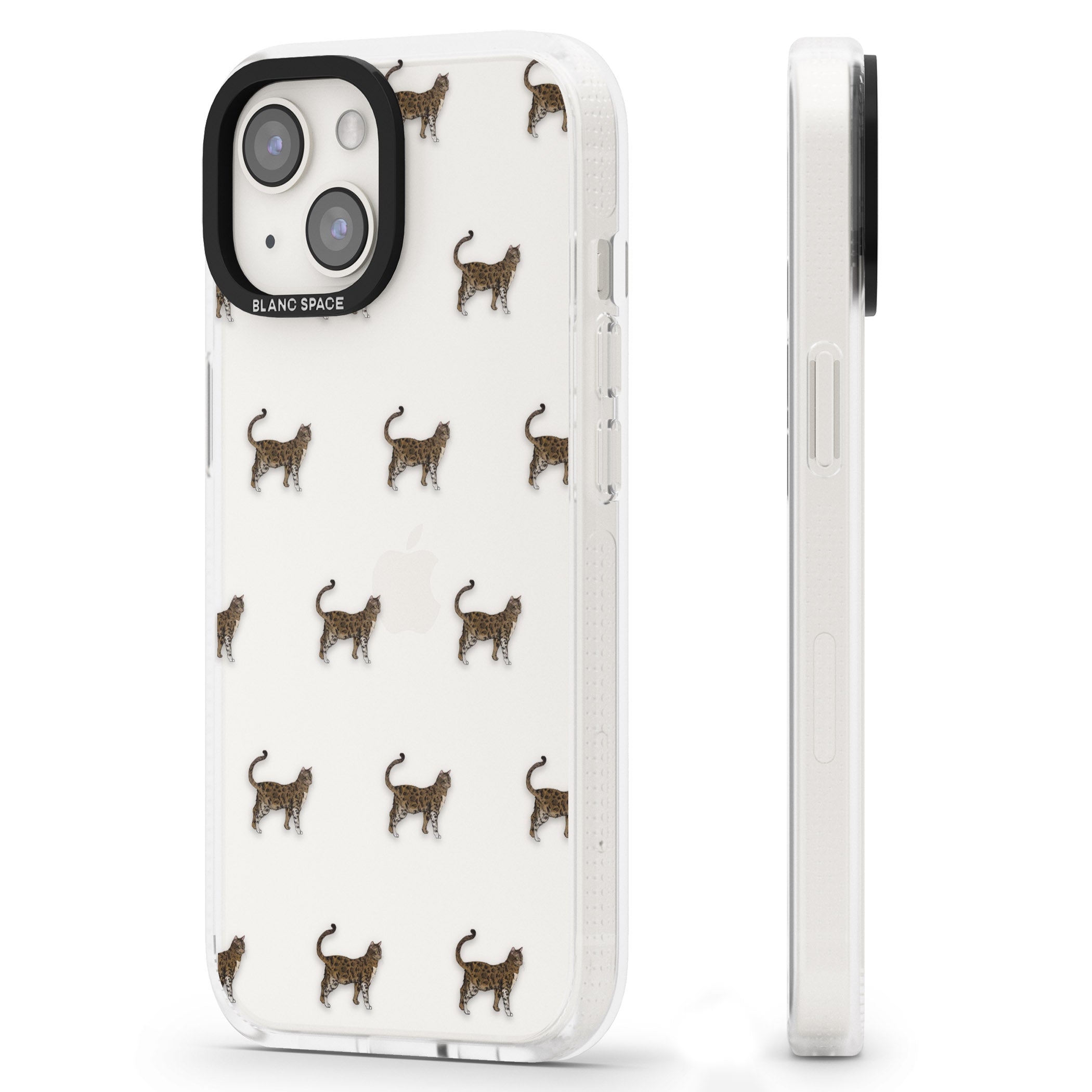 Bengal Cat Pattern iPhone 15 / 14 / 13 Clear Case Impact Air - Blanc Space