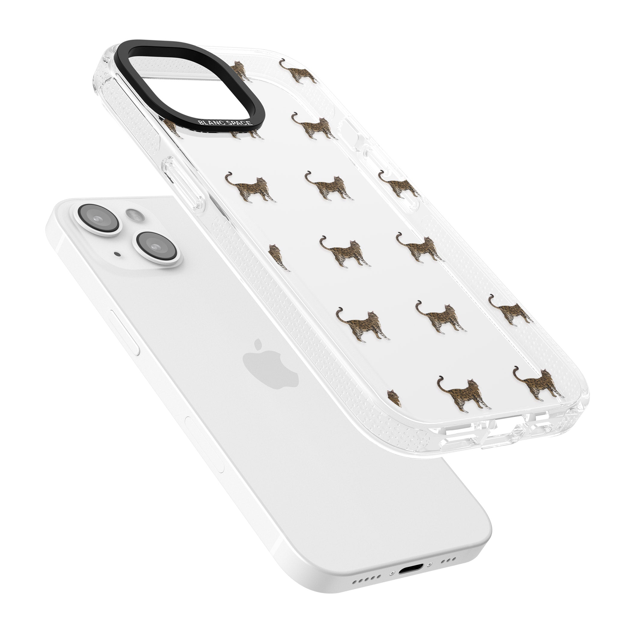 Bengal Cat Pattern iPhone 15 / 14 / 13 Clear Case Impact Air - Blanc Space