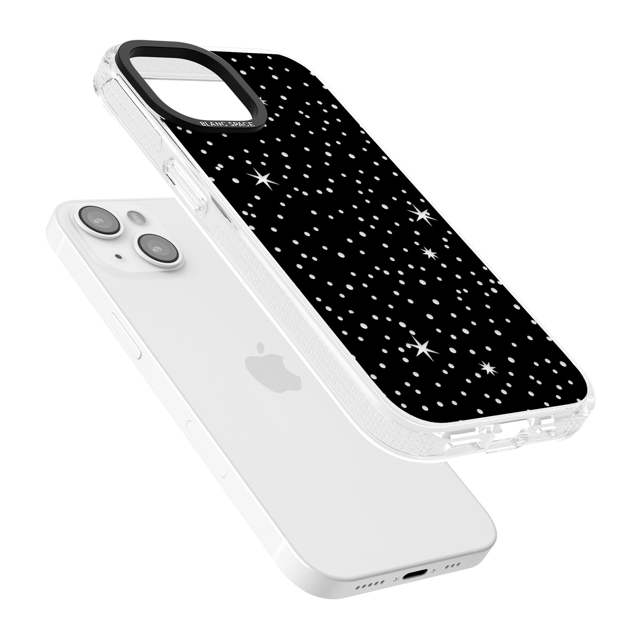 Celestial Cut-Out Stars iPhone 15 / 14 / 13 Clear Case Impact Air - Blanc Space