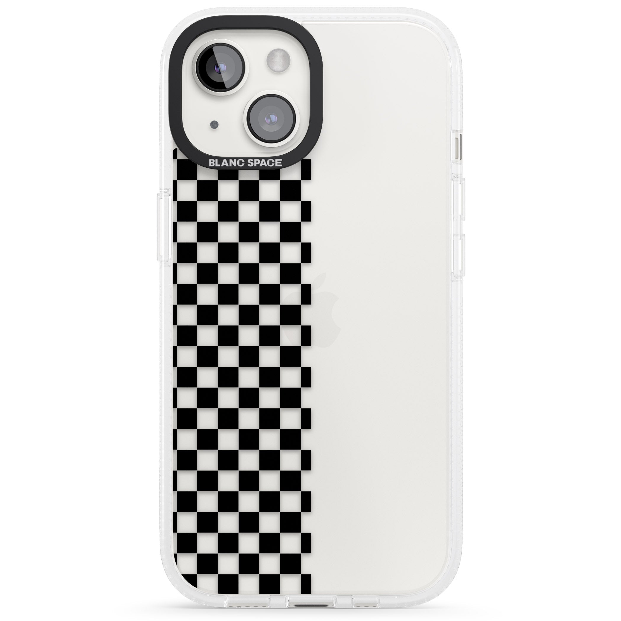 Checker: Half Black Check on Clear iPhone 15 / 14 / 13 Clear Case Impact Air - Blanc Space