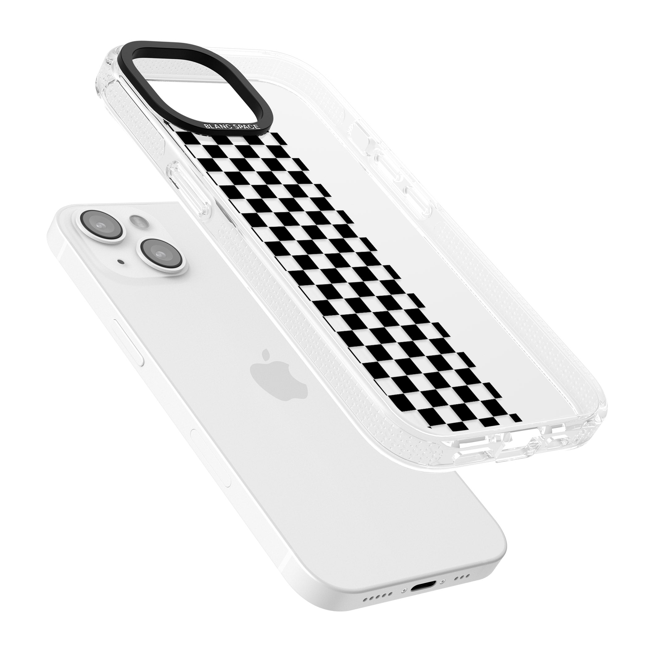 Checker: Half Black Check on Clear iPhone 15 / 14 / 13 Clear Case Impact Air - Blanc Space