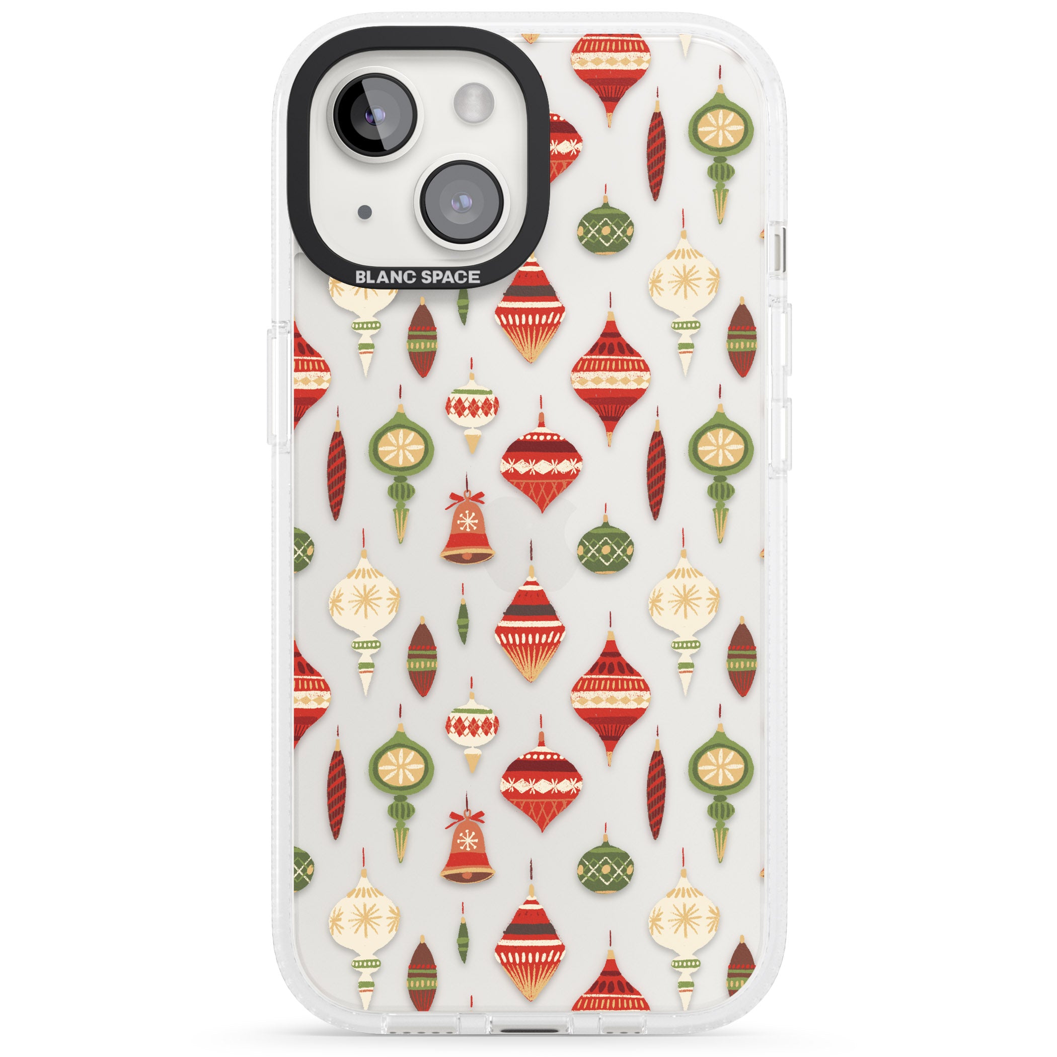 Christmas Baubles Pattern iPhone 15 / 14 / 13 Clear Case Impact Air - Blanc Space