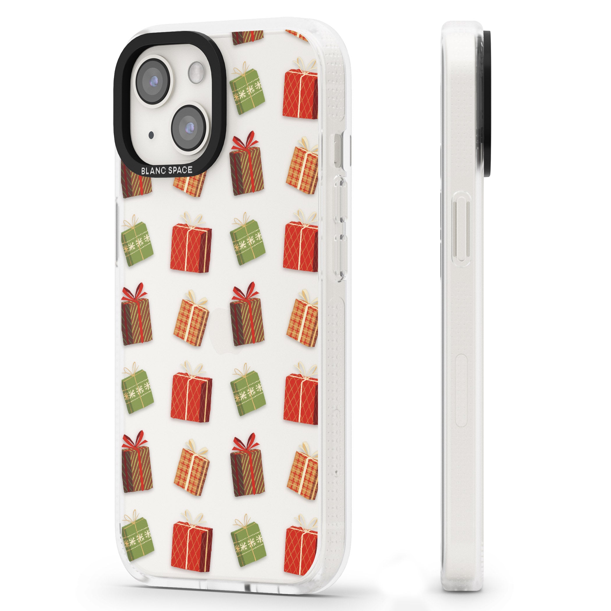 Christmas Presents Pattern iPhone 15 / 14 / 13 Clear Case Impact Air - Blanc Space