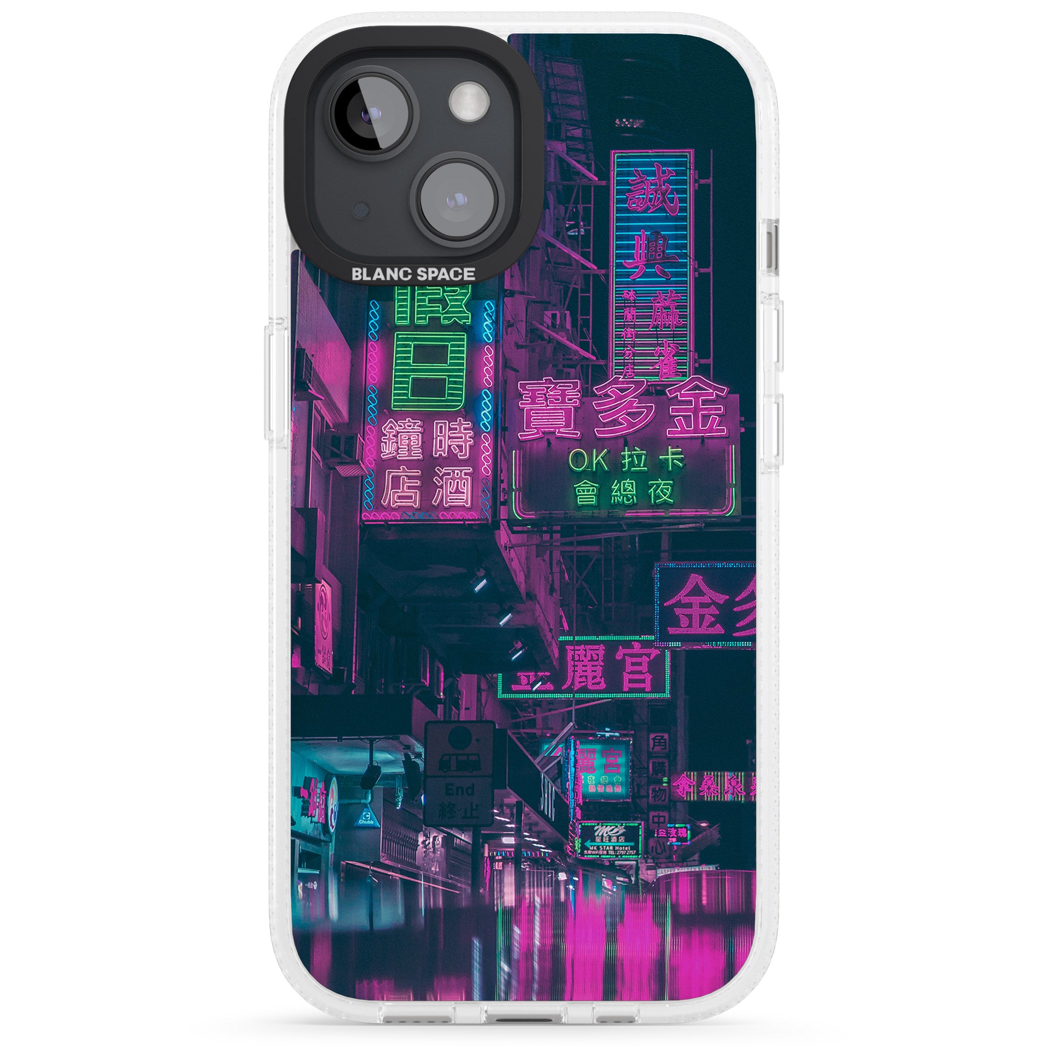 Rainy Reflections - Neon Cities Photographs iPhone 15 / 14 / 13 Clear Case Impact Air - Blanc Space