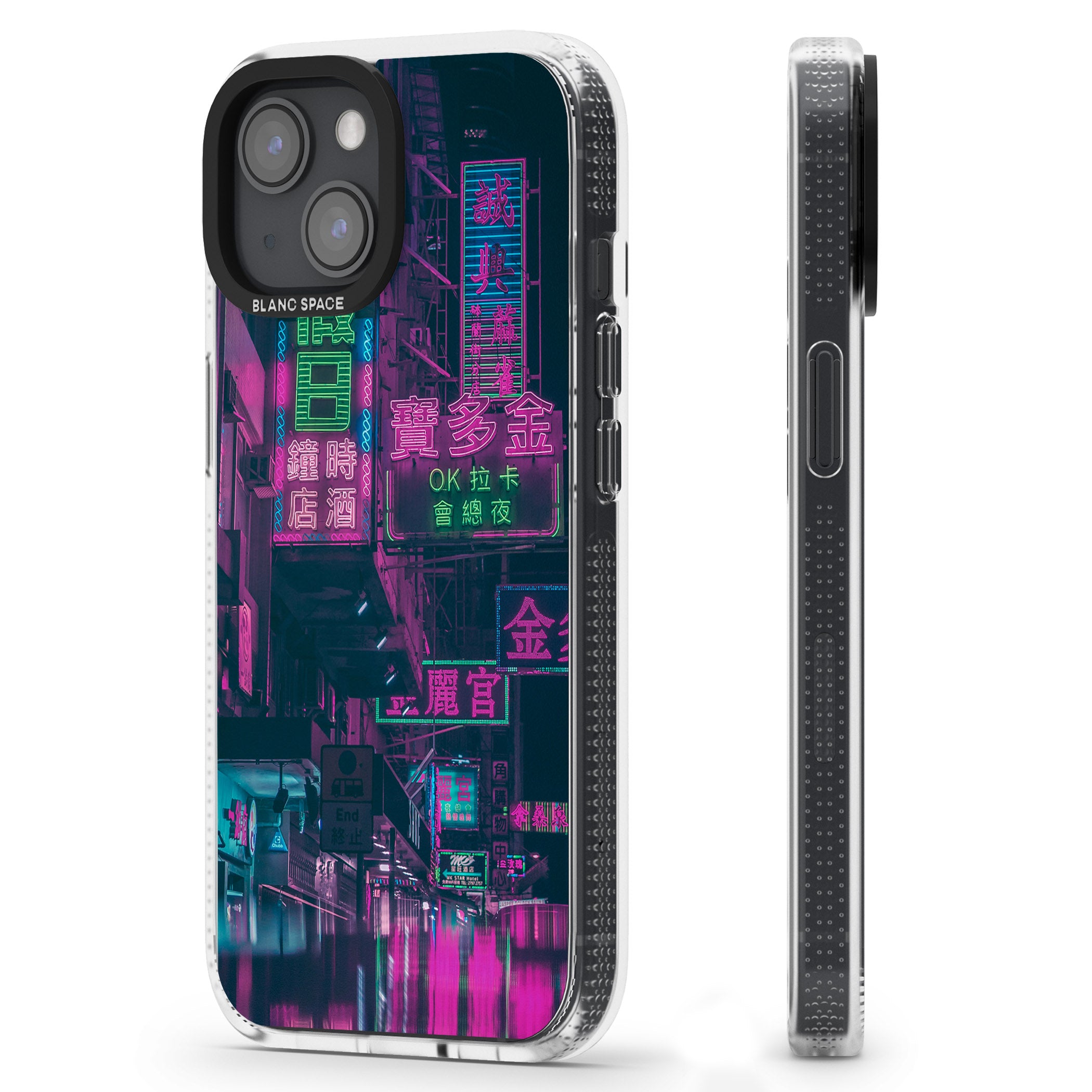 Rainy Reflections - Neon Cities Photographs iPhone 15 / 14 / 13 Clear Case Impact Air - Blanc Space
